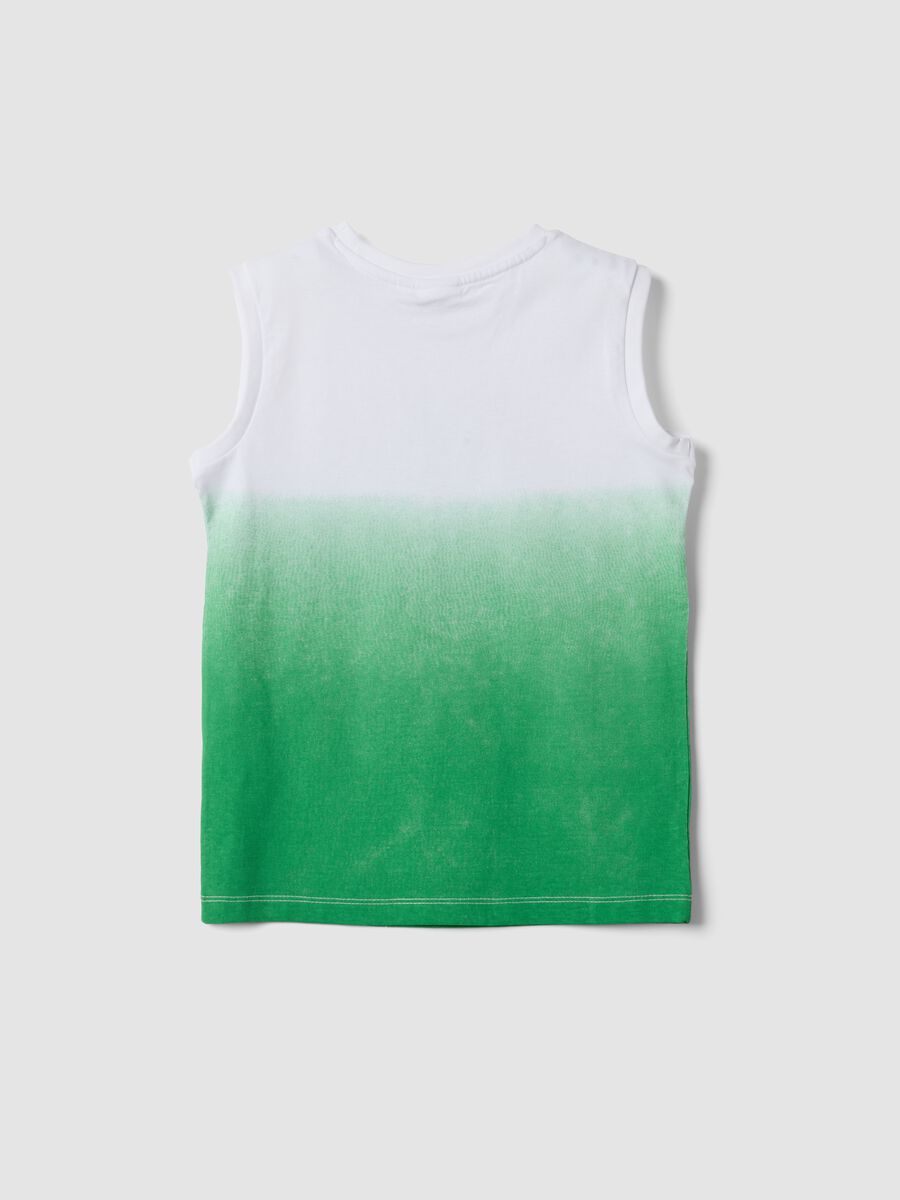 Green pure cotton vest top with print_1