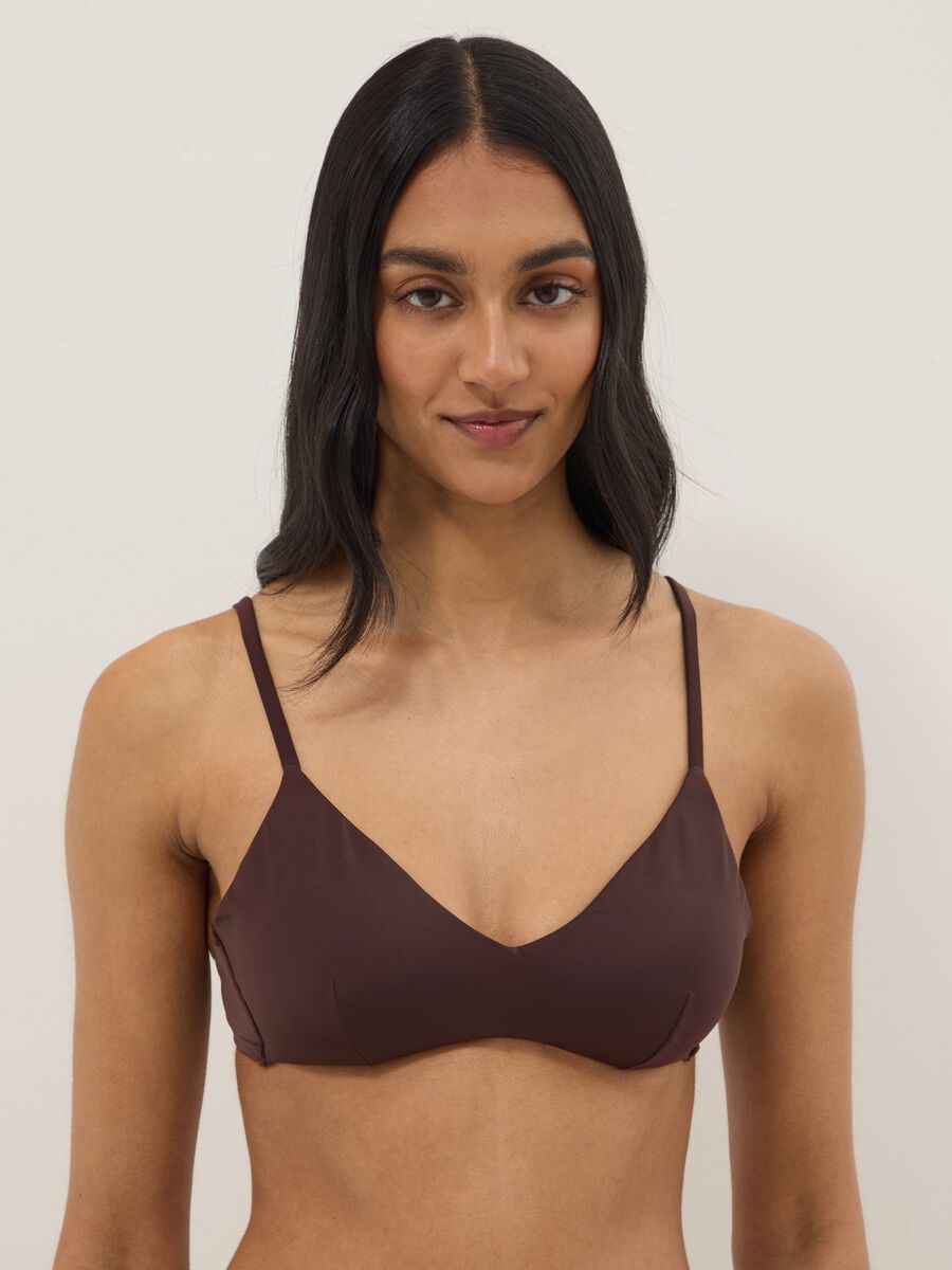Braunes Triangel-Bikini-Top mit herausnehmbarer Polsterung_0