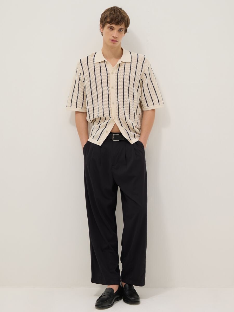 Black viscose stretch chino trousers regular fit_1