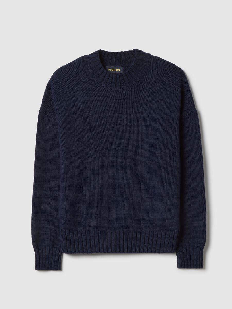 Pure cotton regular fit blue crew neck jumper_4