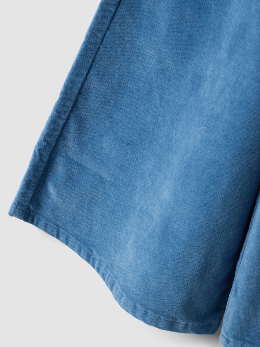 Light blue wide-leg stretch cotton trousers_3