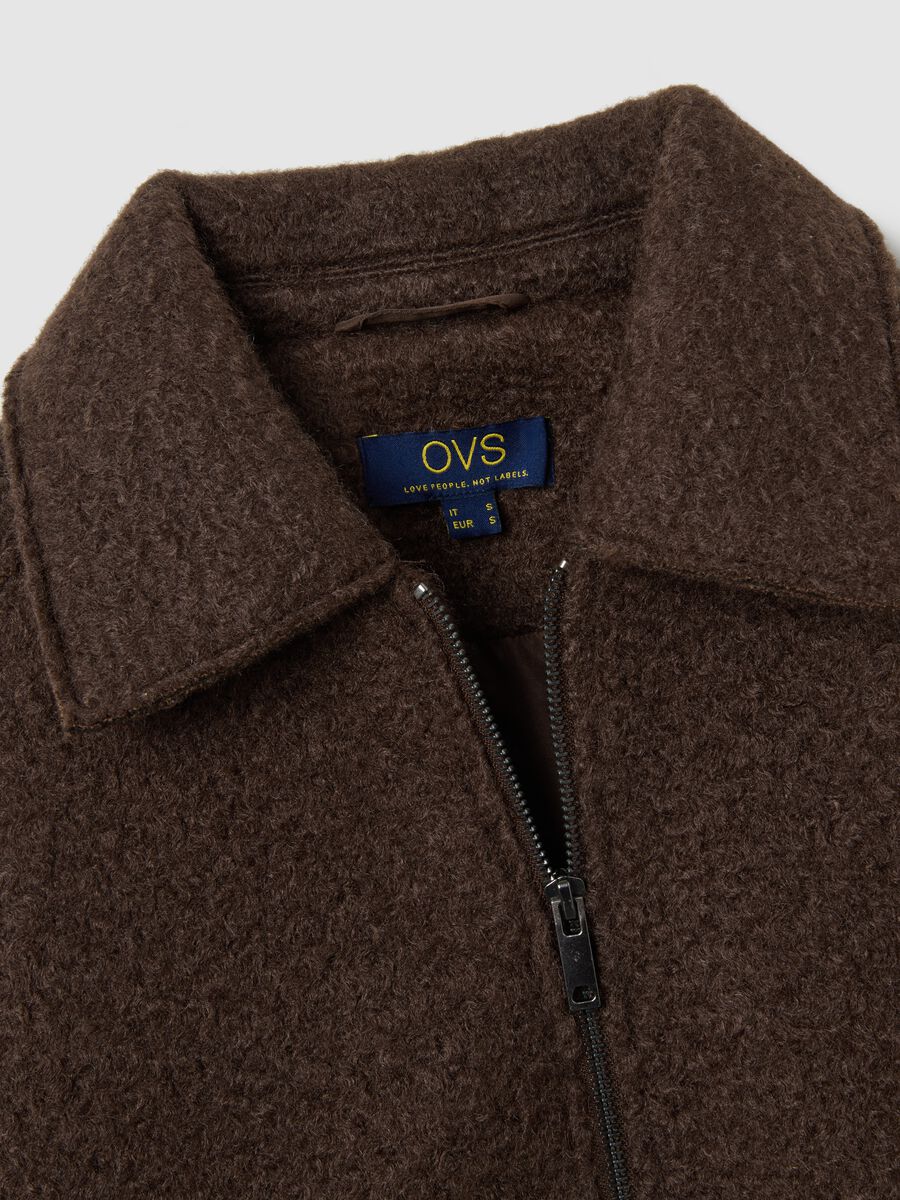 Brown regular fit jacket with zip_5