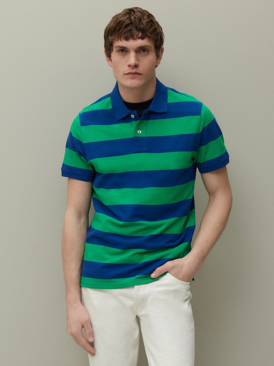 Striped pique polo shirt_1