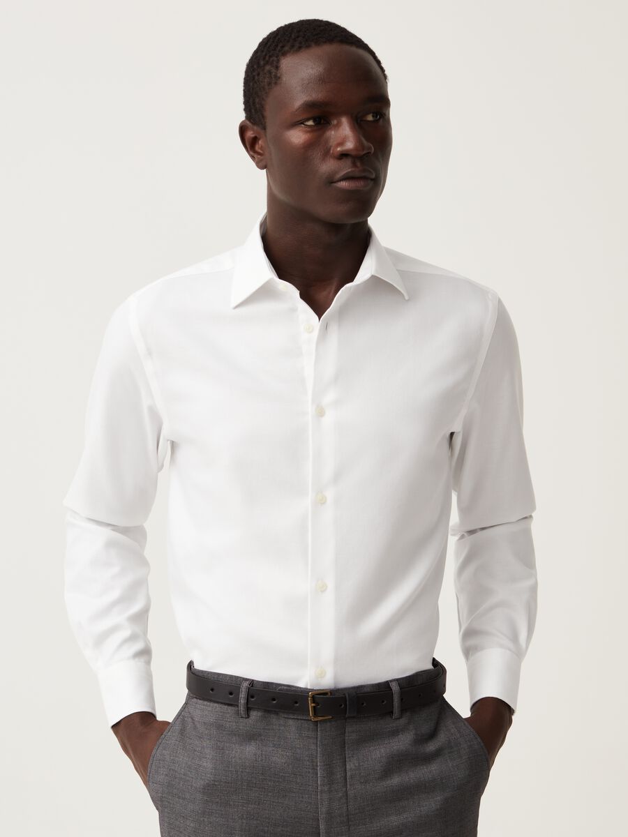 Regular-fit no-iron shirt in cotton pique_1
