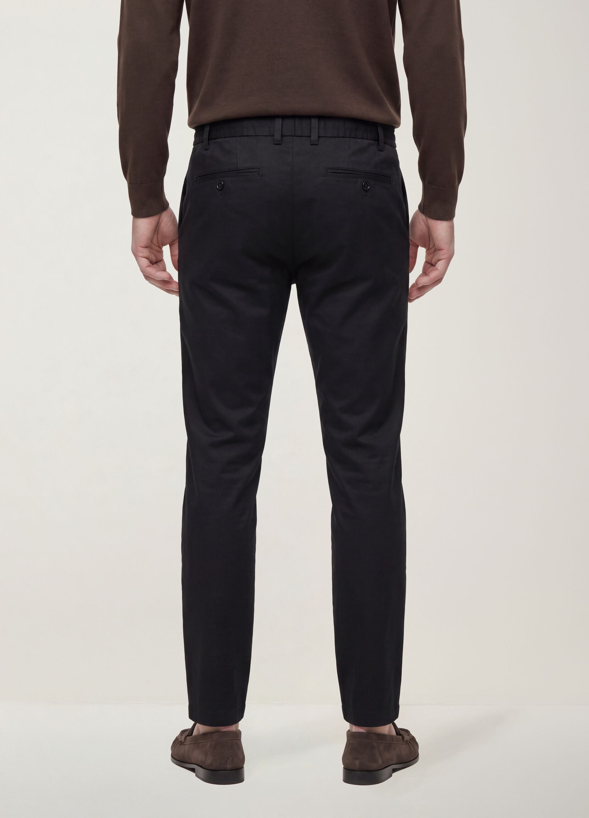 Black slim-fit stretch cotton and lyocell chino trousers
