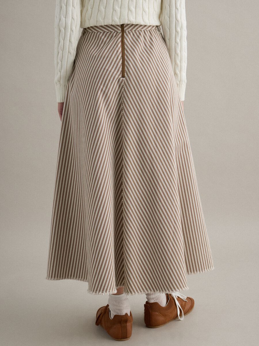 High-waisted skirt in pure cotton with multicolour stripes_2