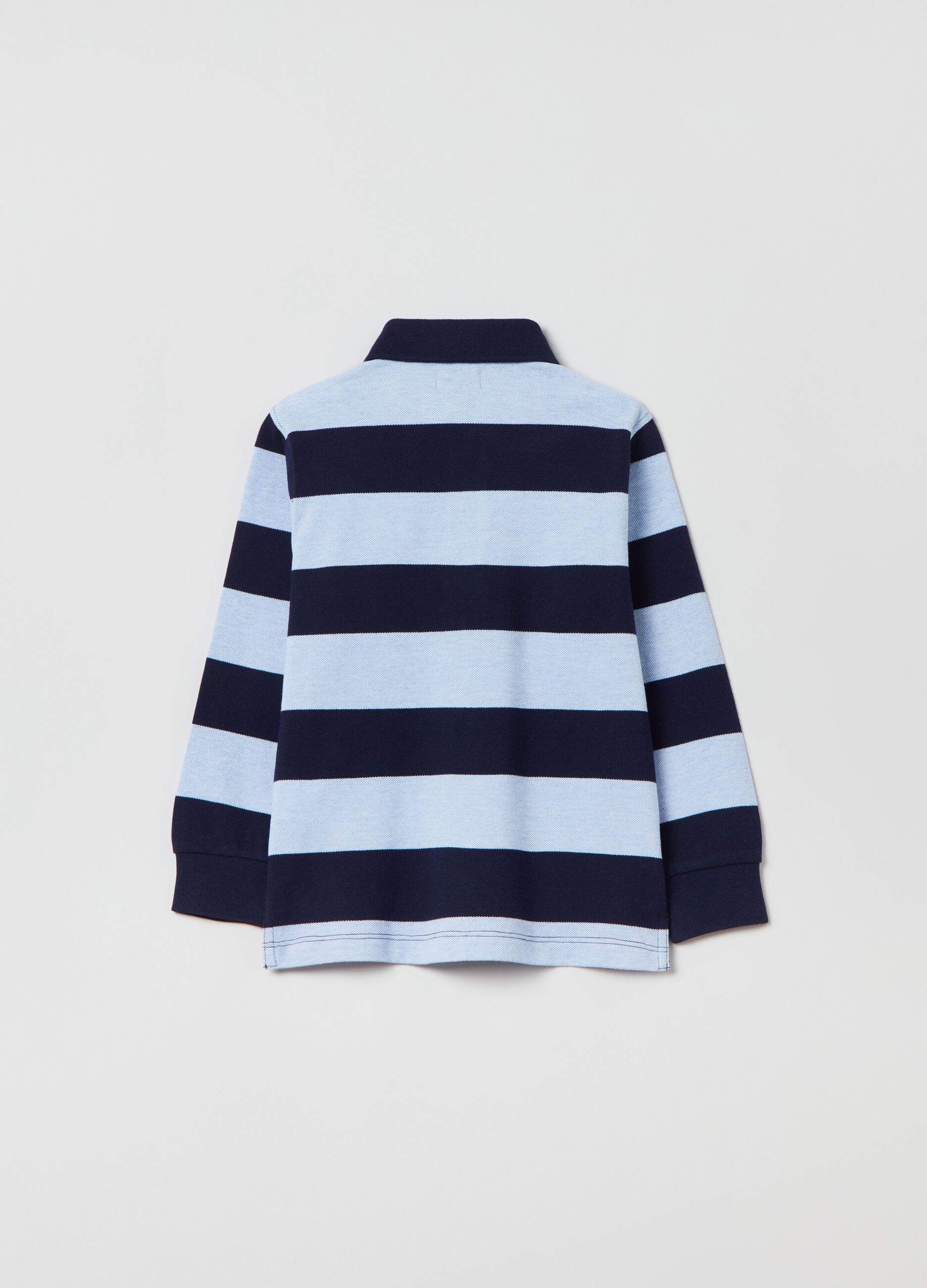 Striped pique polo shirt with embroidery