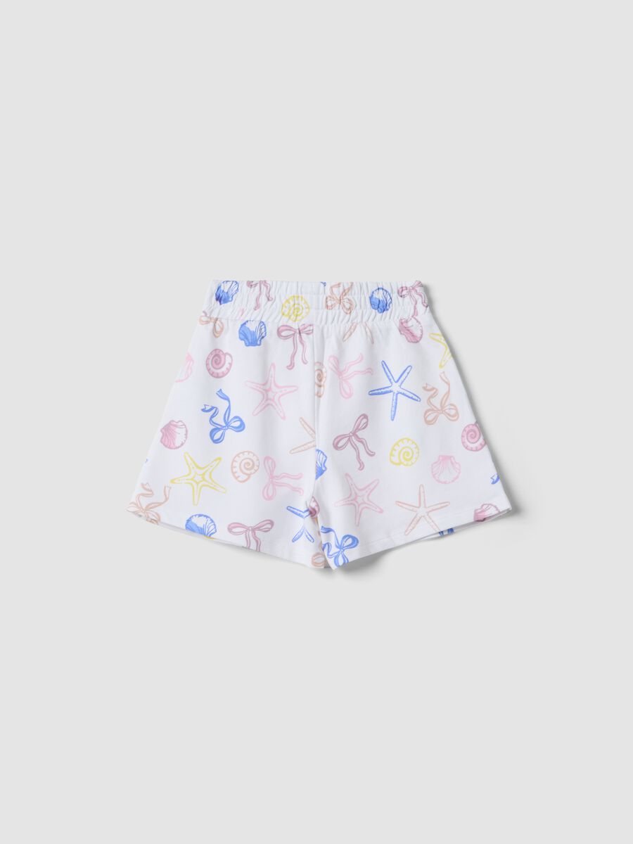 Wei&szlig;e Shorts aus reiner Baumwolle f&uuml;r M&auml;dchen mit maritimen Prints_1