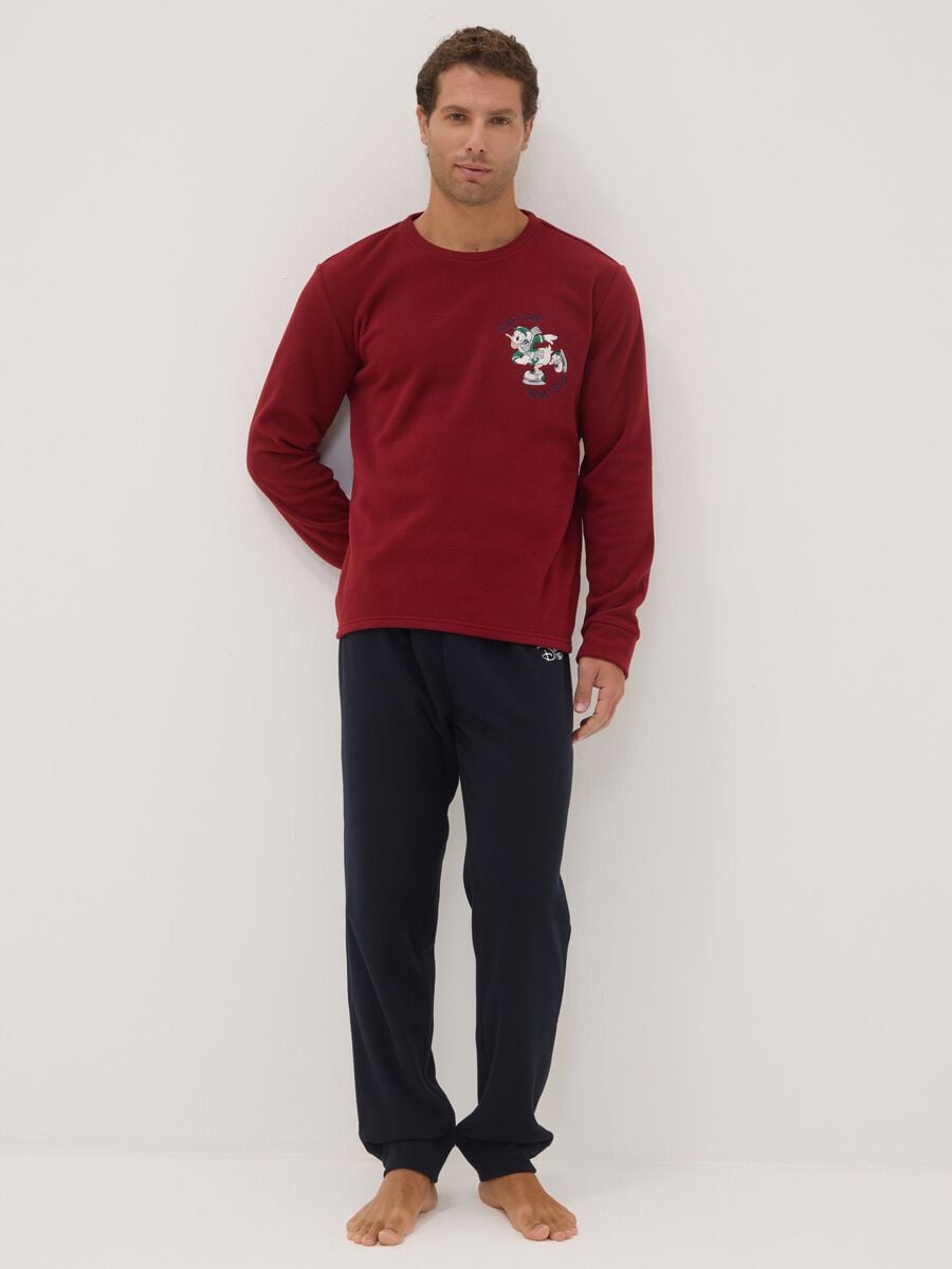Red long-sleeve crew-neck pyjama set with Mickey & Friends print_0