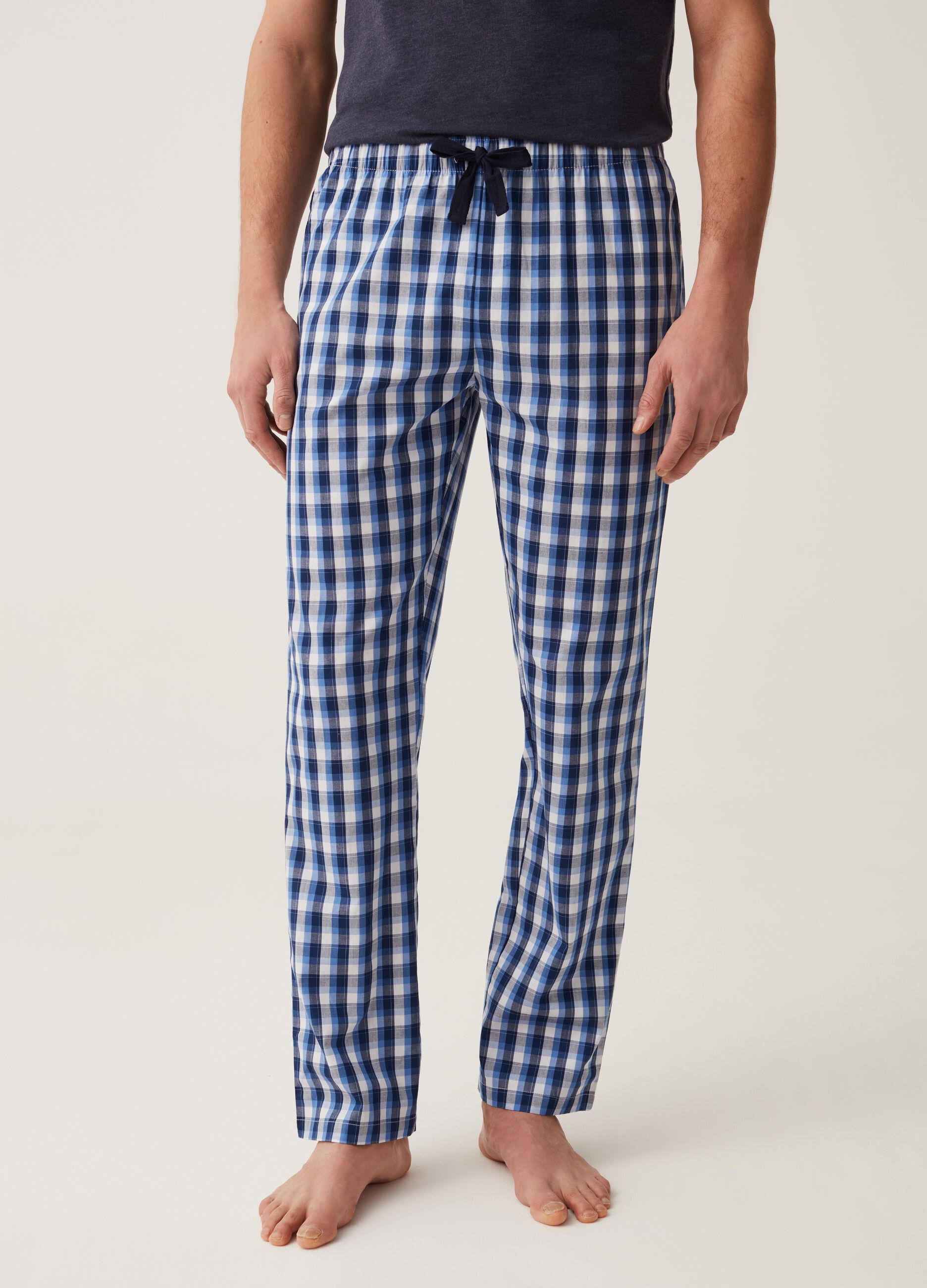 Pantalone pigiama lungo in tela di cotone