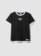Black pure cotton t-shirt with regular fit and white trims_0