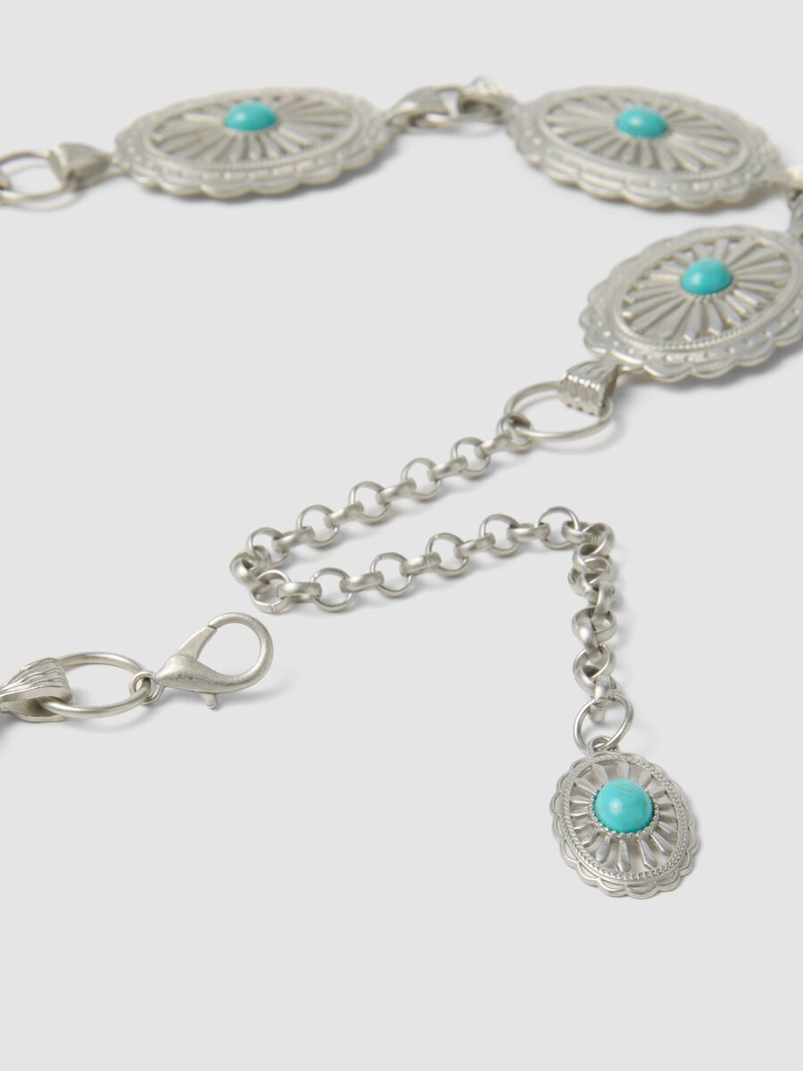 Silberfarbener Metallg&uuml;rtel mit T&uuml;rkissteinen_2