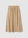 Beige long skirt, regular fit with elasticated waist and slit_4