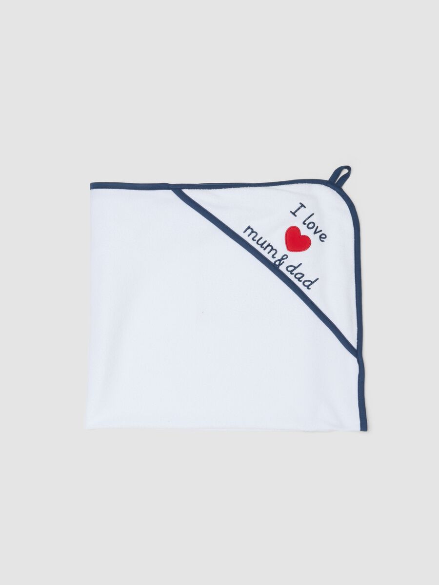 Albornoz para beb&eacute; blanco de mezcla de algod&oacute;n org&aacute;nico con bordado_0