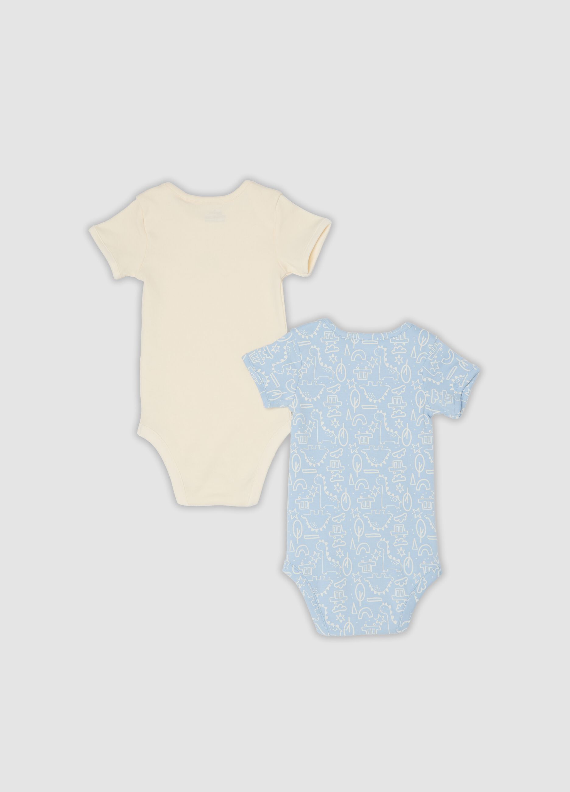 Bipack di body azzurri e beige in cotone organico per neonato e bimbo