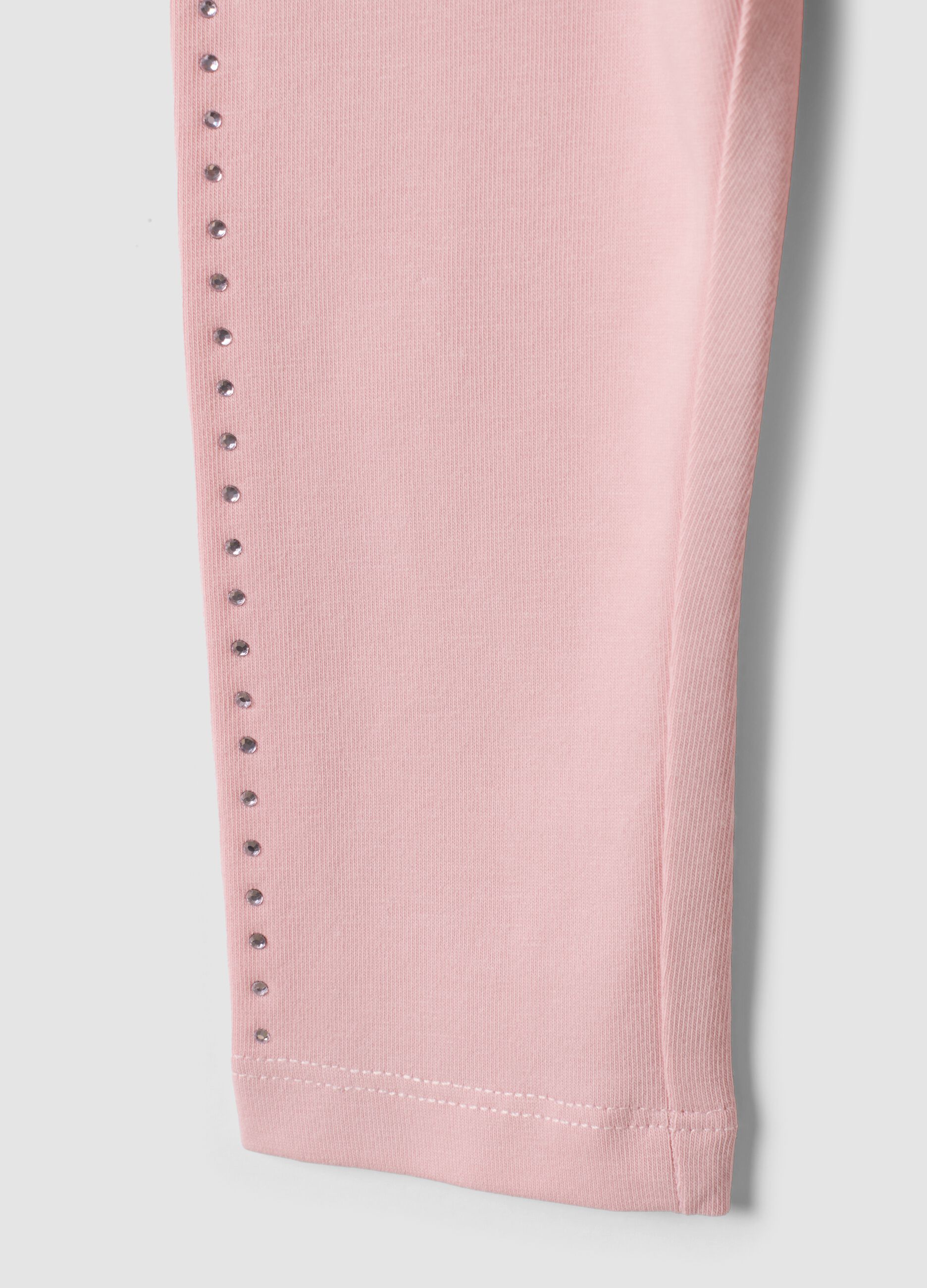 Rosa Leggings aus elastischer Bio-Baumwolle mit Strass f&uuml;r Baby-M&auml;dchen