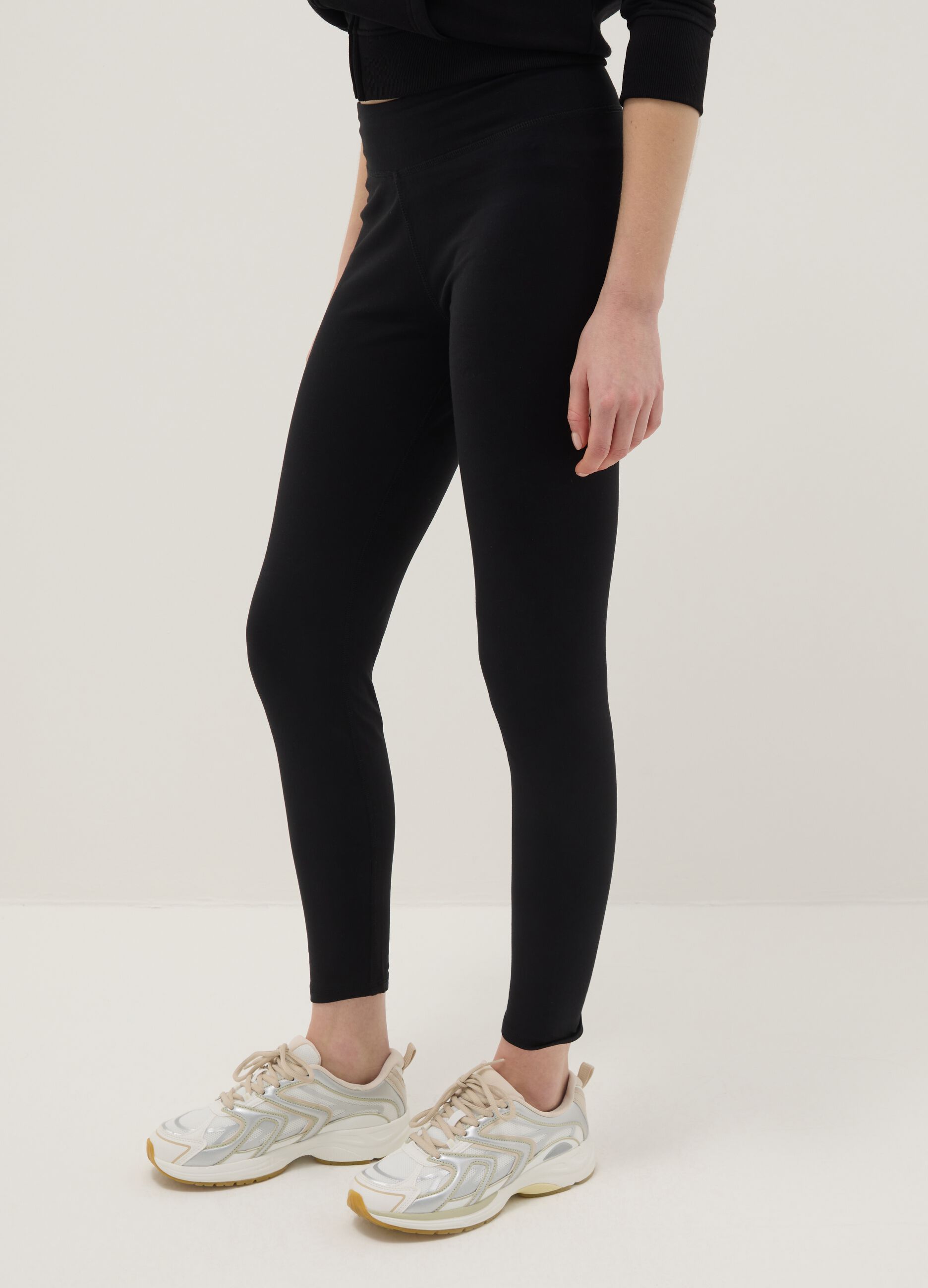 Slim fit black stretch cotton leggings