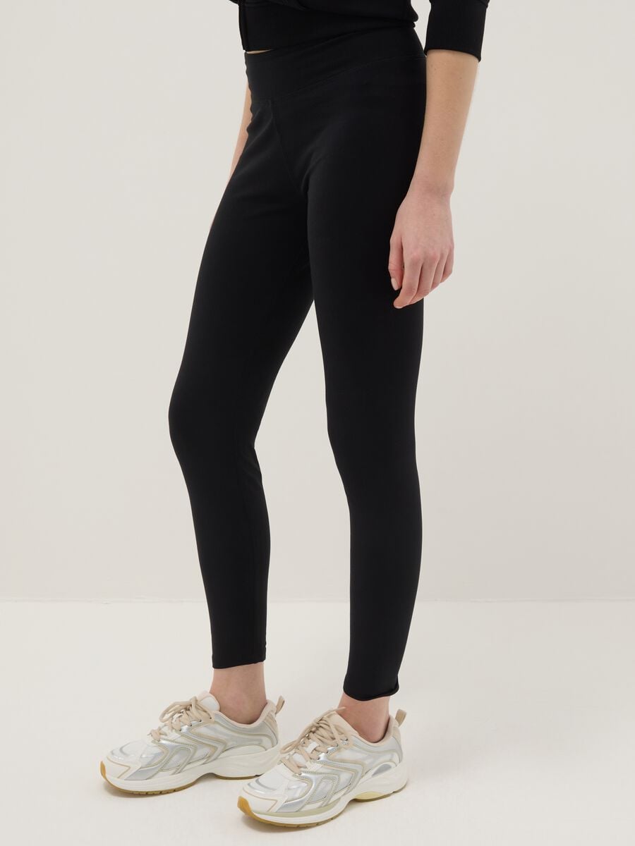 Schwarze Slim-Fit Leggings aus elastischer Baumwolle_3