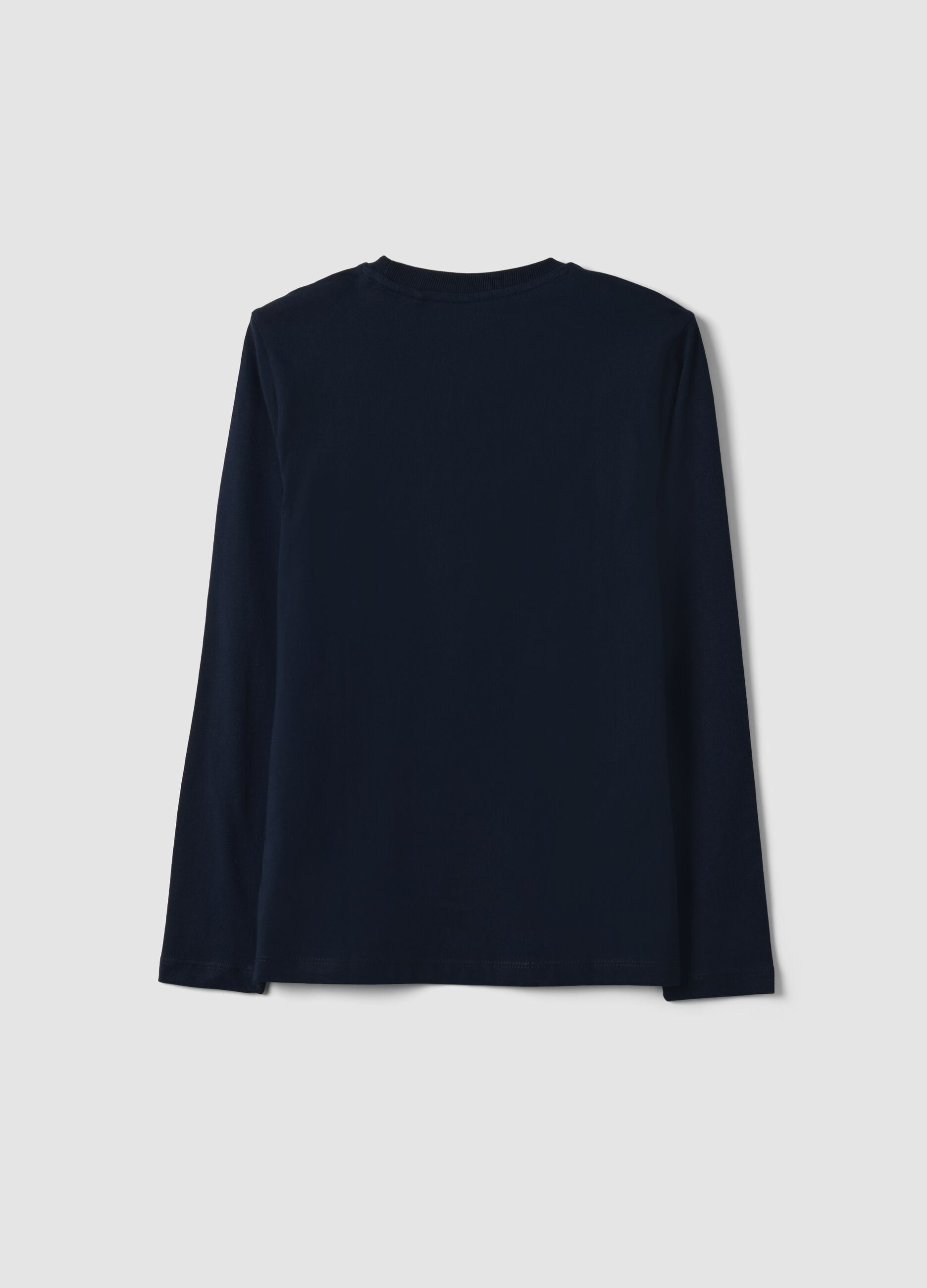 Blue long-sleeved pure organic cotton regular fit T-shirt for boys