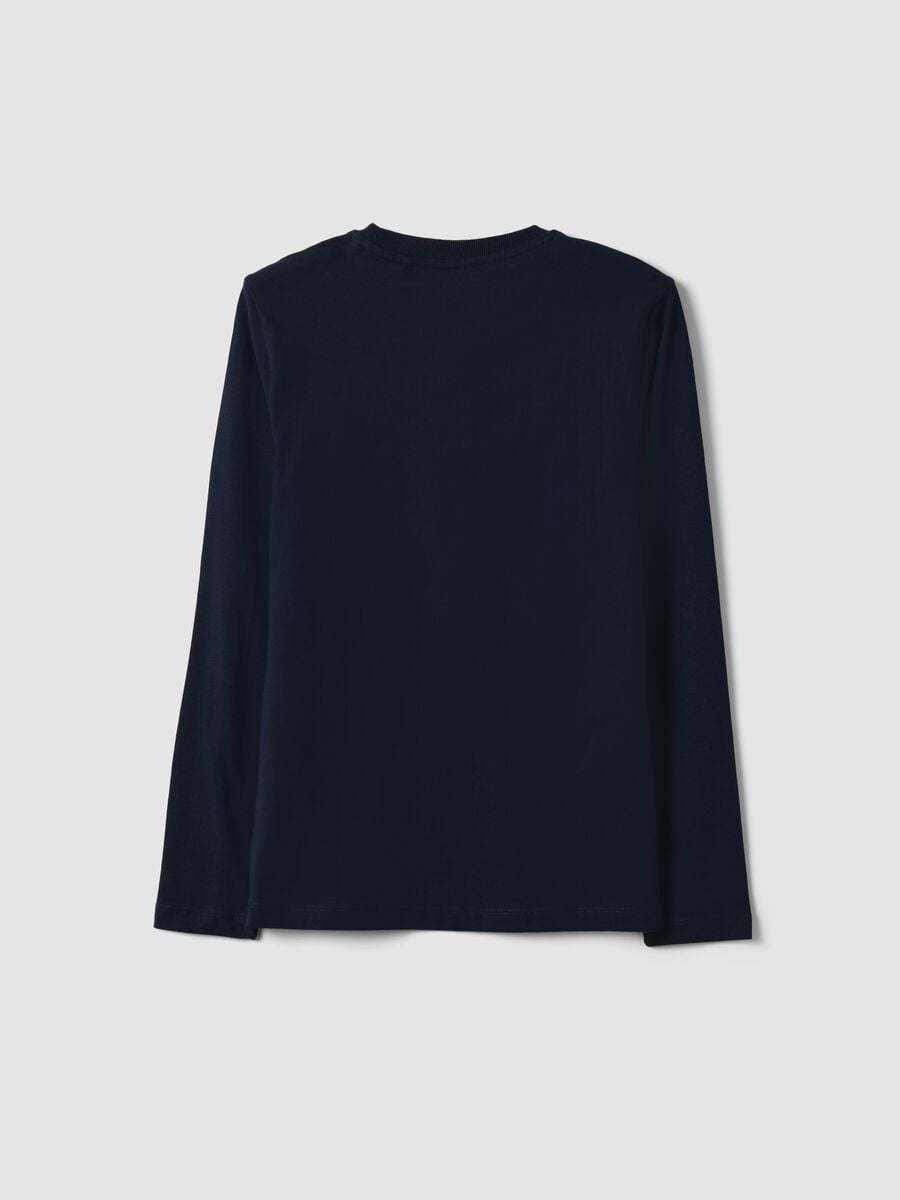 Blue long-sleeved pure organic cotton regular fit T-shirt for boys_1
