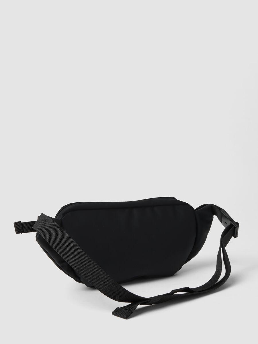 Black water-repellent bum bag with zipped pockets and adjustable belt_1