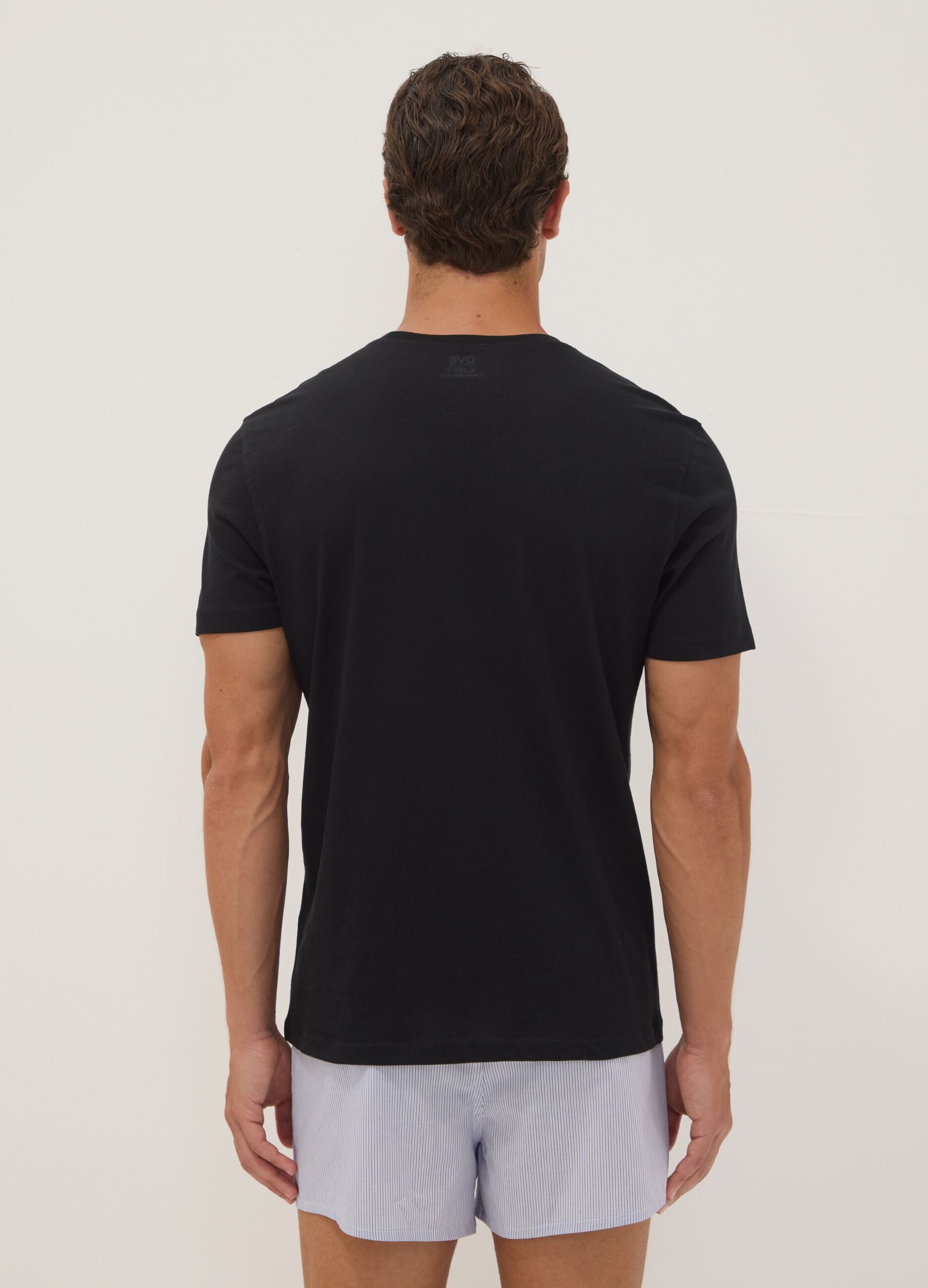 Two-pack of black crew-neck T-shirts in pure extra-fine cotton
