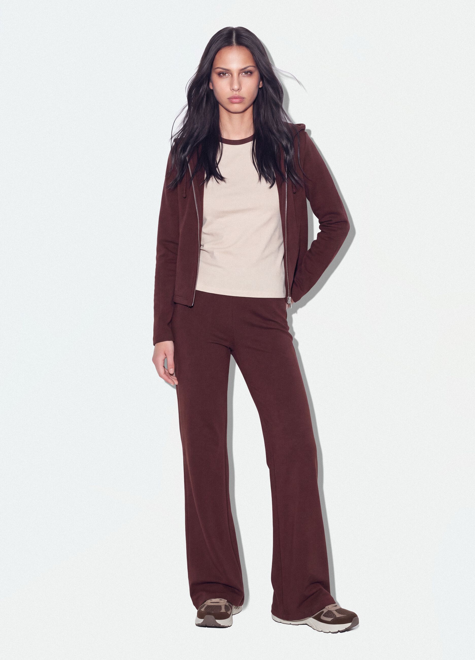 Brown pure cotton flared joggers