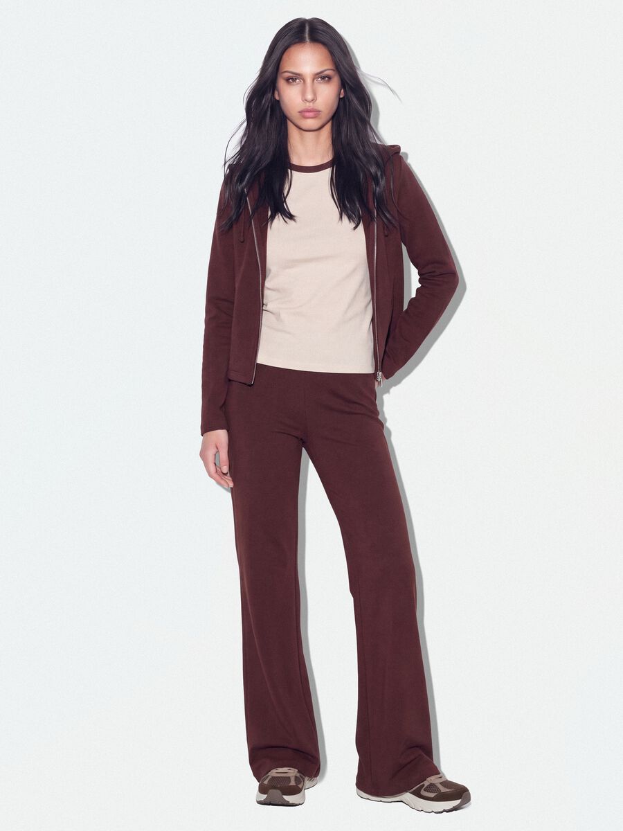 Brown pure cotton flared joggers_0