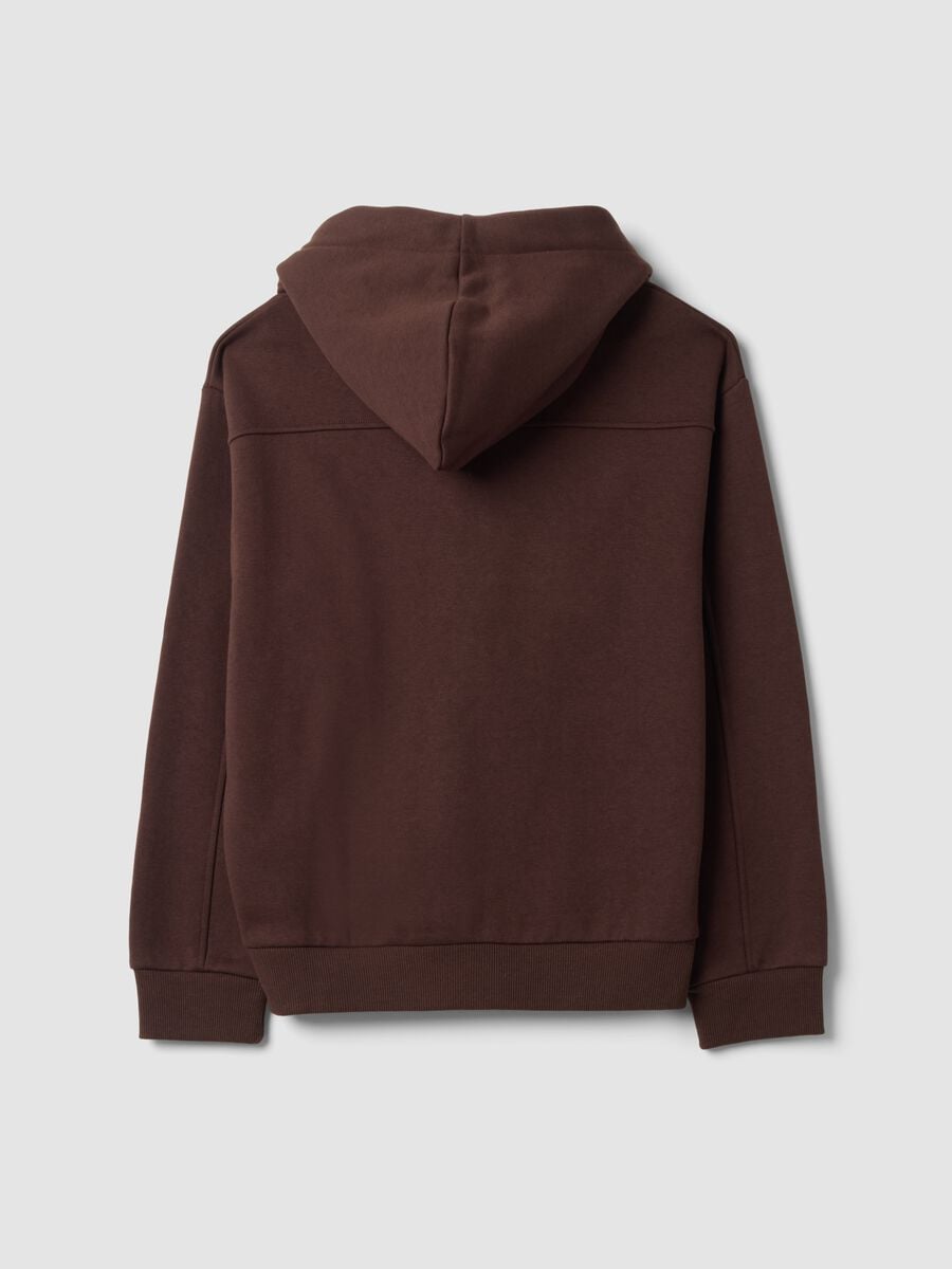 Brown hoodie with tied drawstring, relaxed fit_6