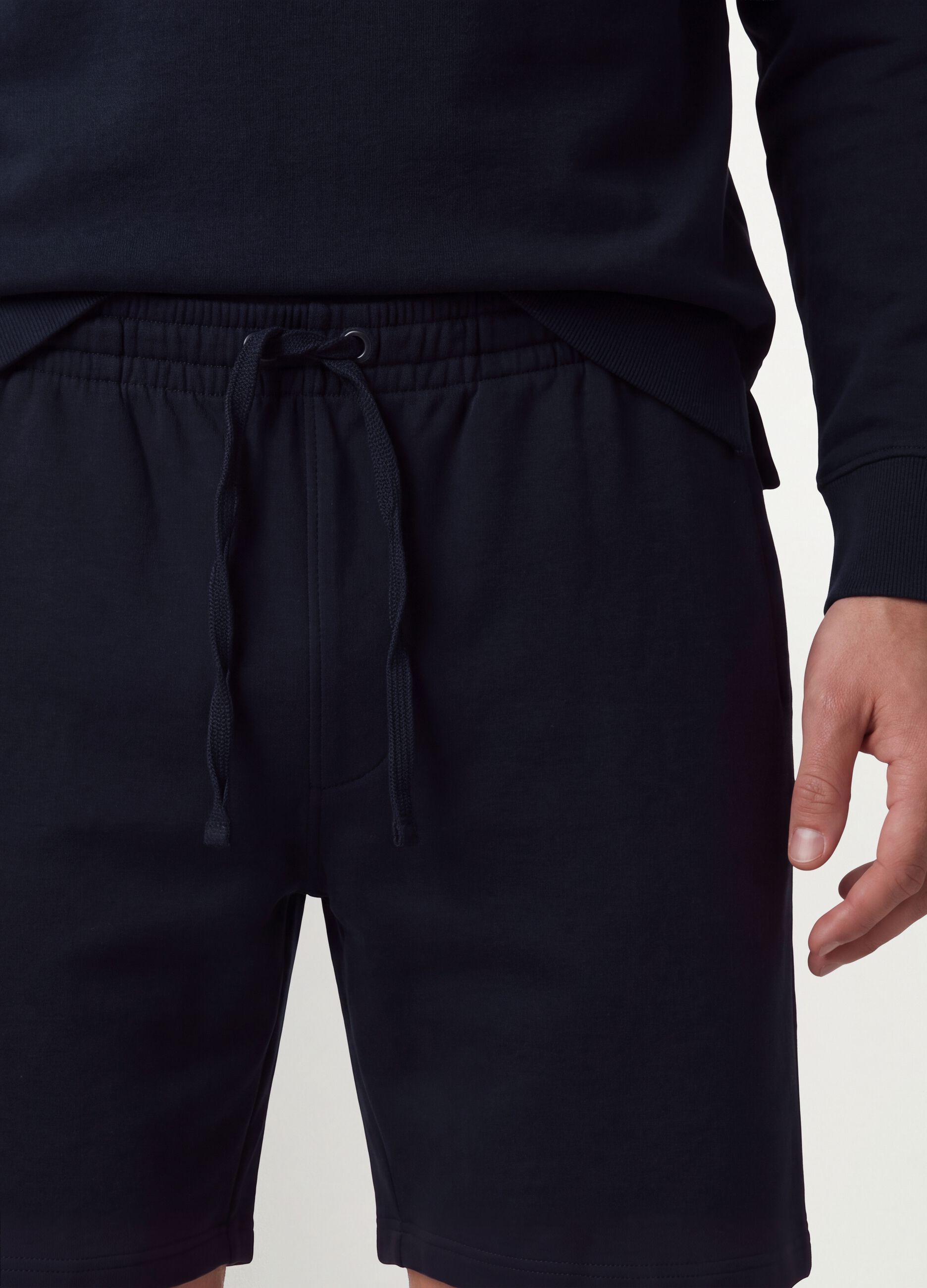 Blue cotton-blend shorts with elasticated waist, regular fit