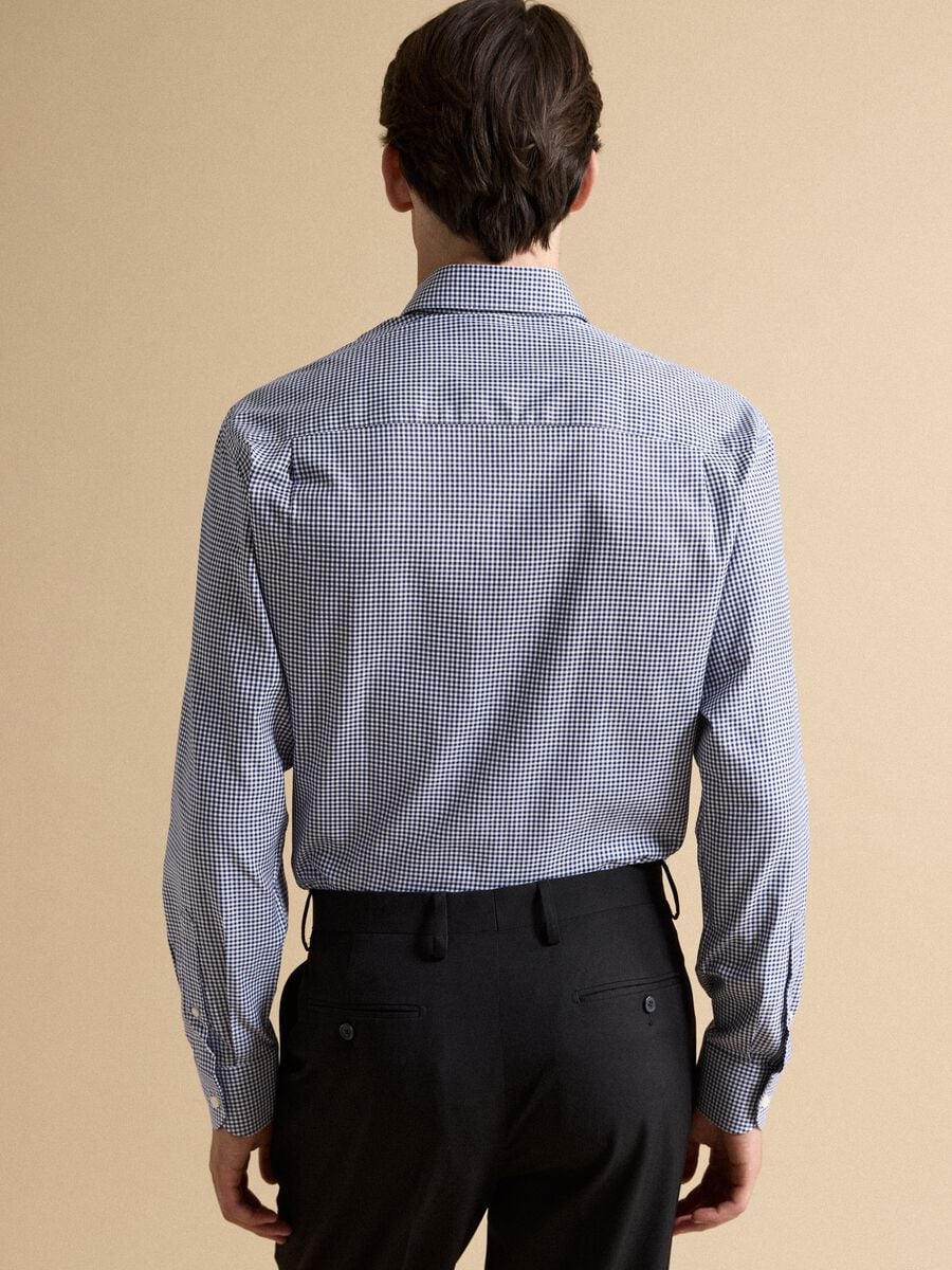 Blue cotton oxford checked shirt, regular fit_3