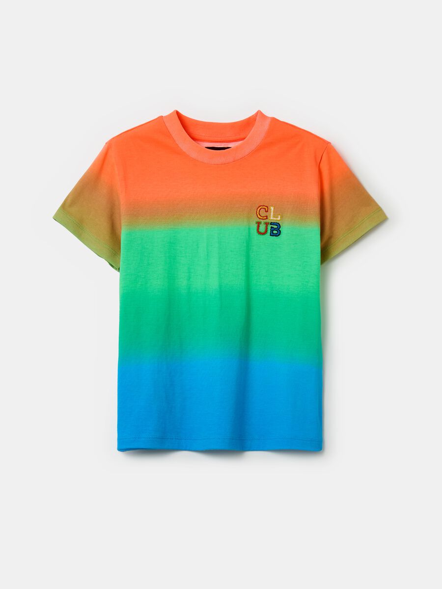 T-shirt in cotone Dip Dye con ricamo_0