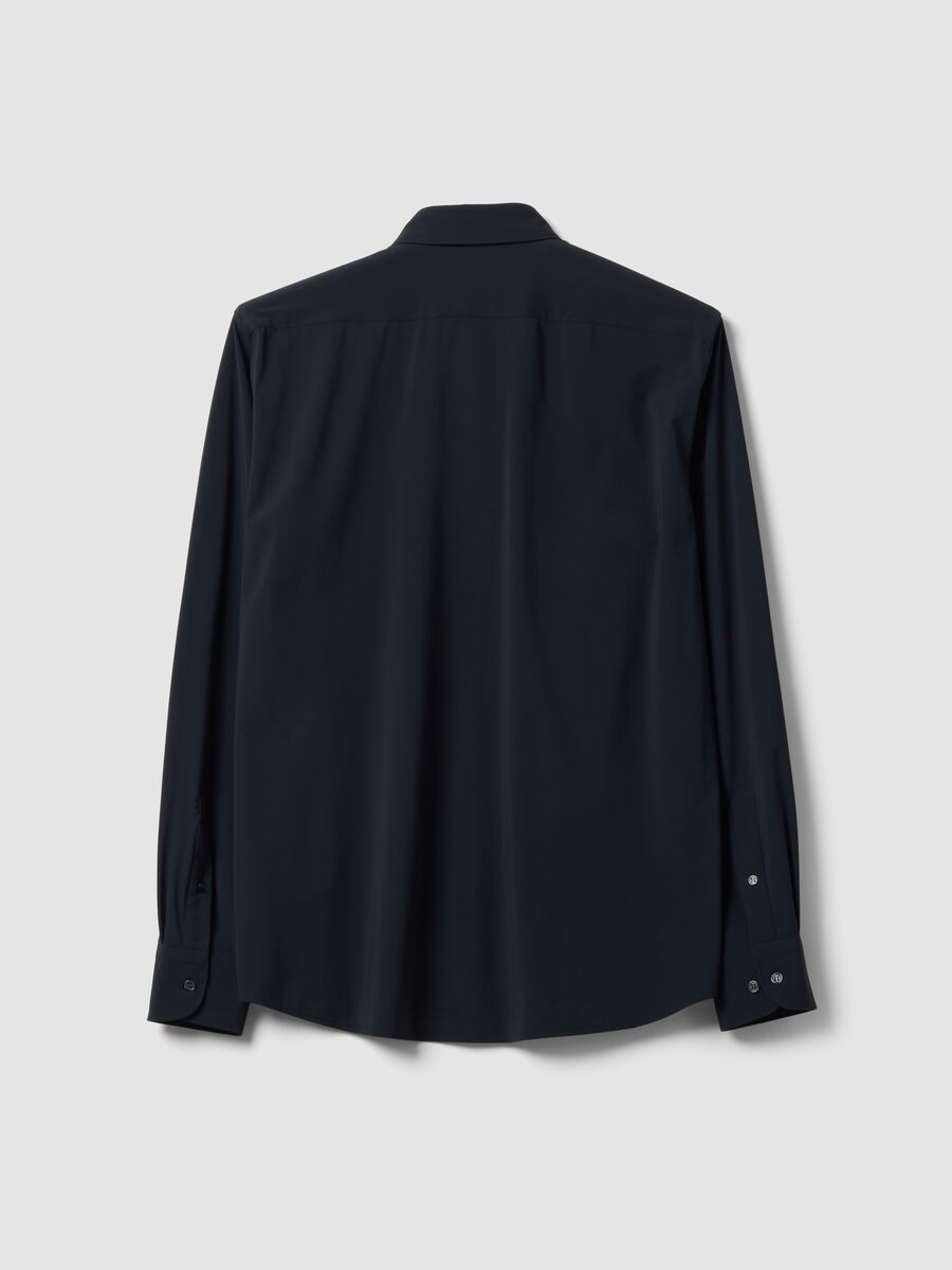 Black slim-fit shirt in breathable stretch fabric with 4-way stretch_2