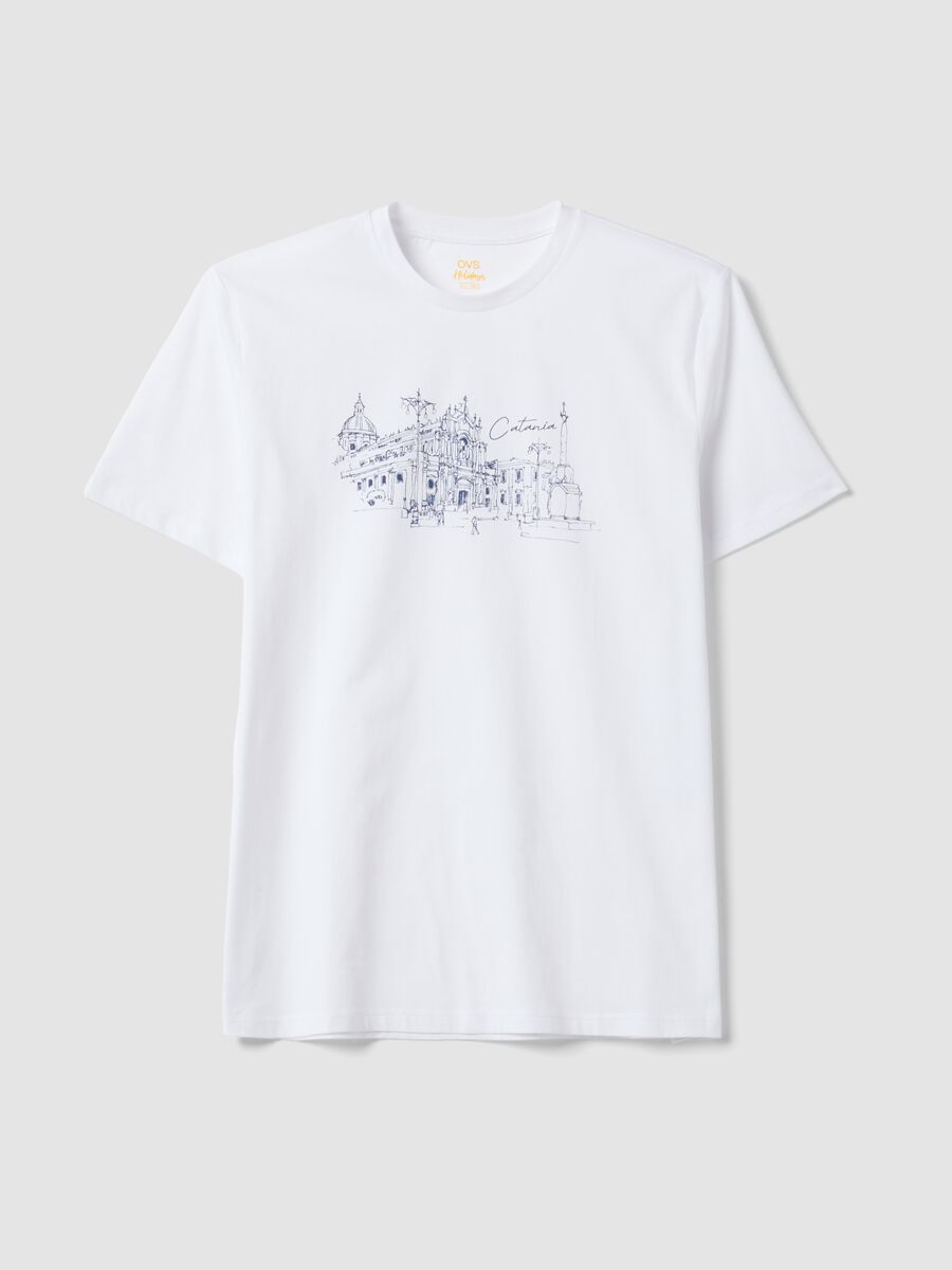Wei&szlig;es T-Shirt aus reiner Baumwolle mit Print, Regular Fit_4