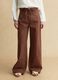Braun gestreifte Wide-Leg-Hose aus reiner Baumwolle_1
