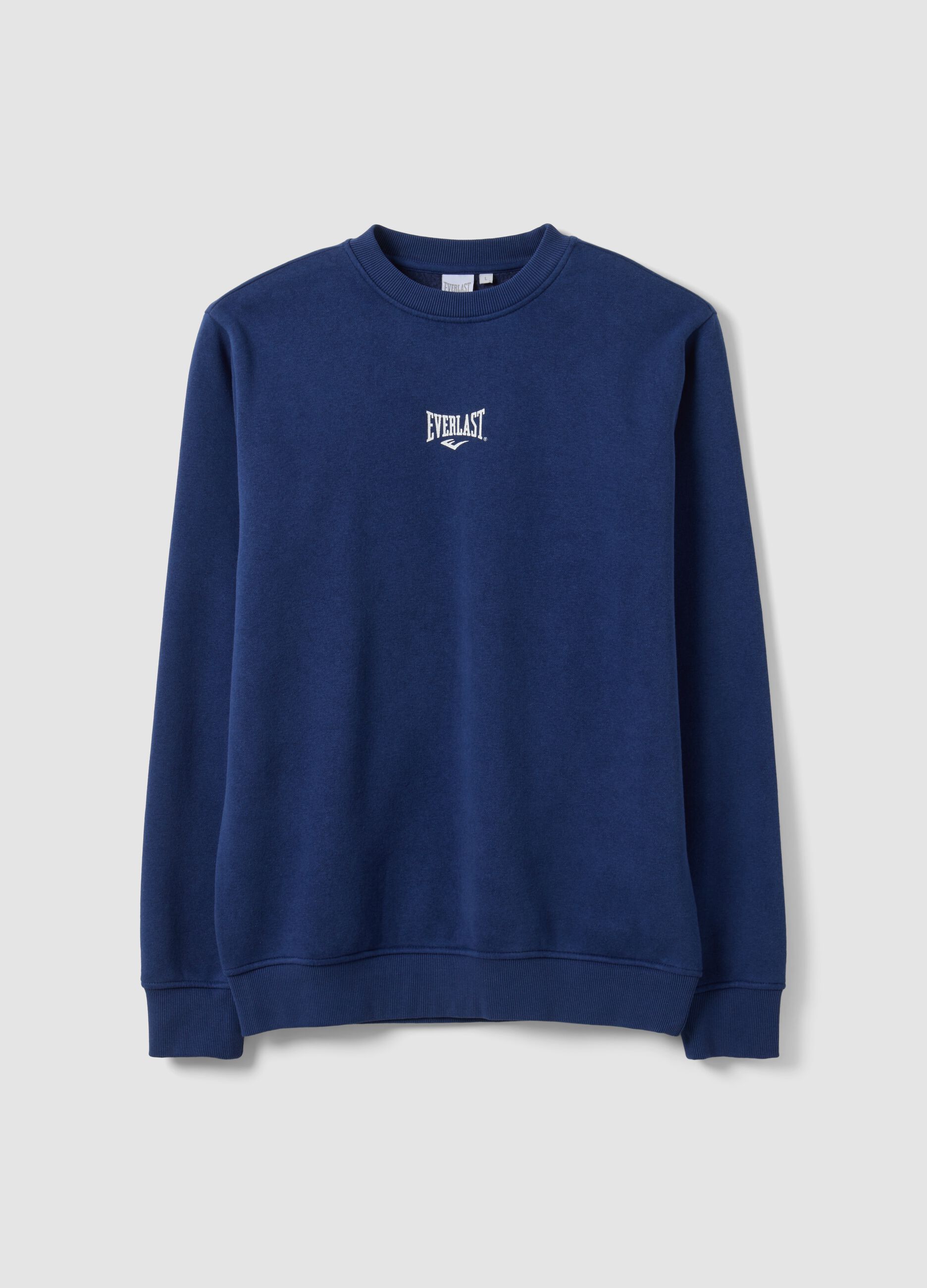 Blue cotton-blend crew-neck sweatshirt with logo