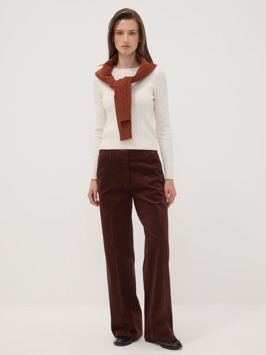 Braune The Iconic Pants Straight-Fit-Hose aus elastischer Baumwolle in Cordoptik_0