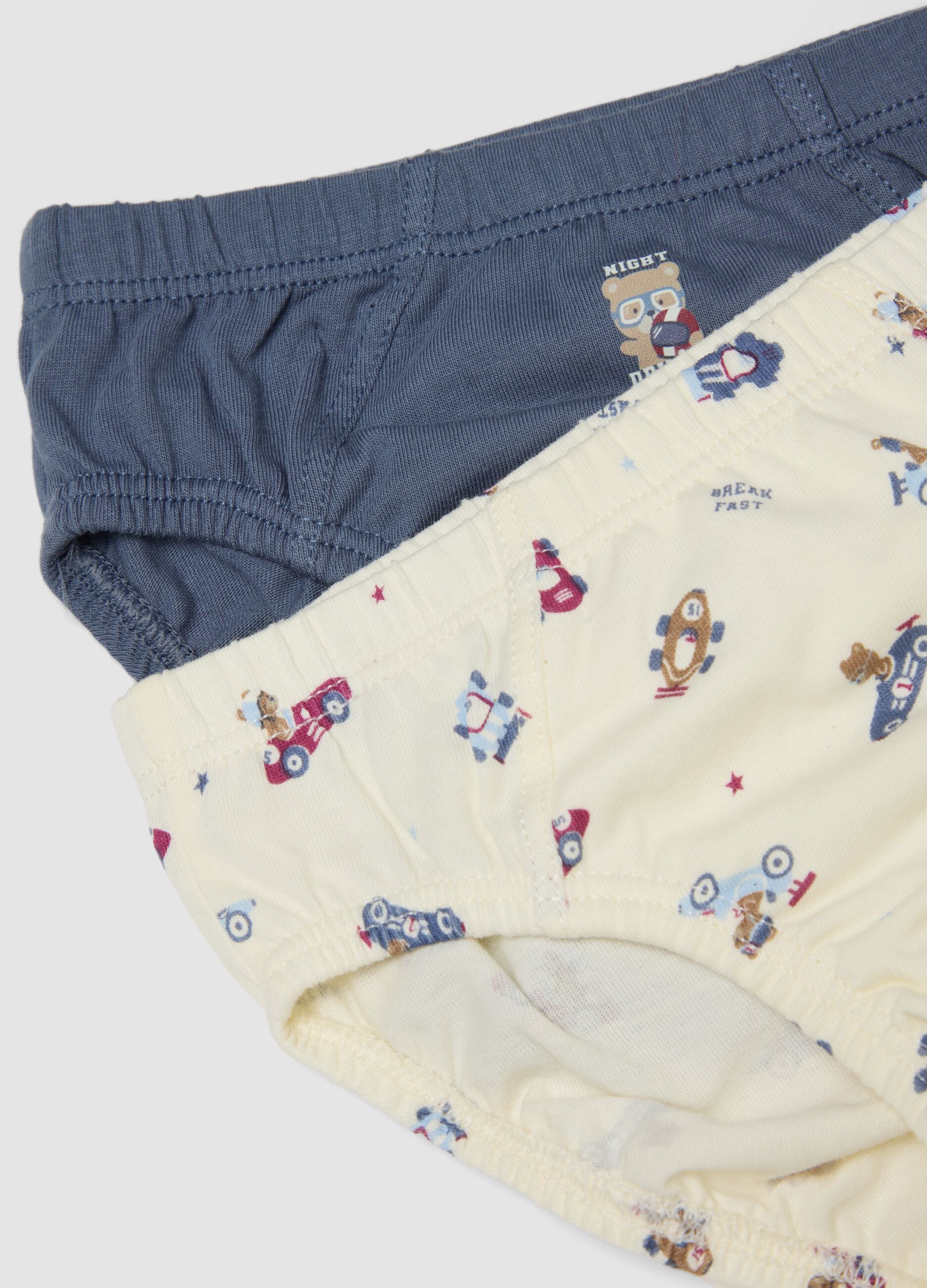 Multipack de cinco slips multicolor em puro algod&atilde;o org&acirc;nico para beb&eacute; e menino