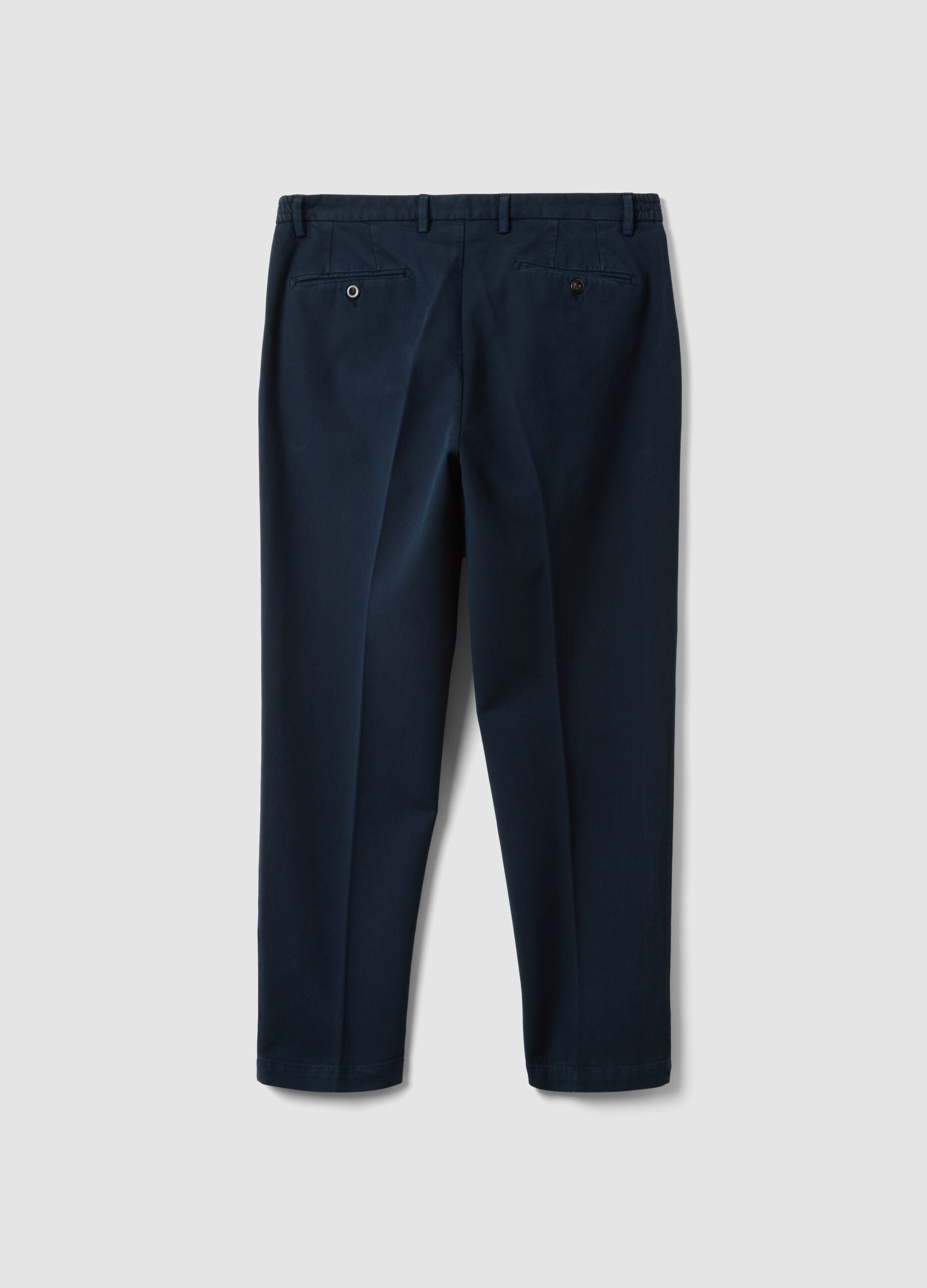 Pantaloni chino azzurri in cotone e modal elasticizzato