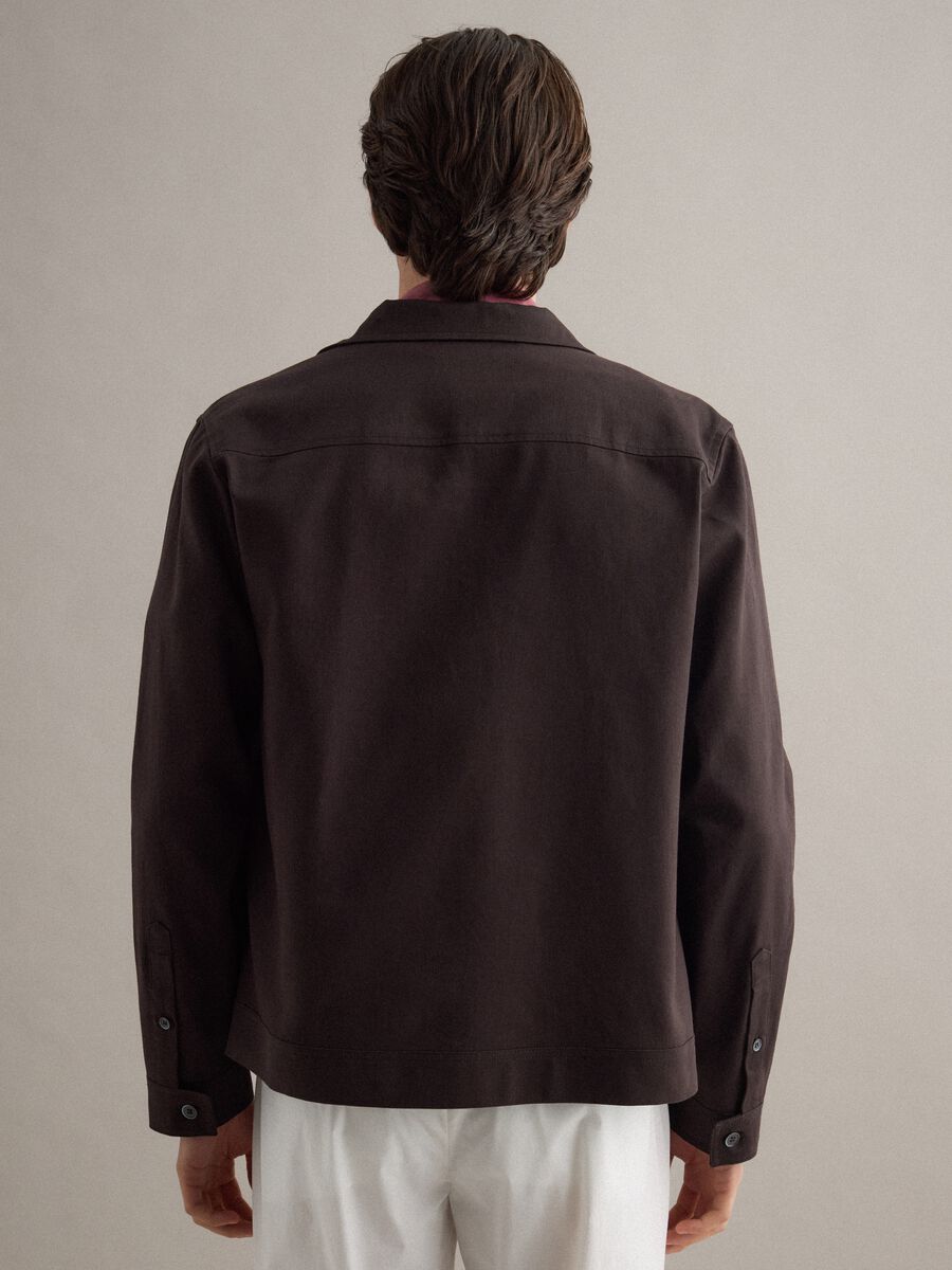 Brown cotton-linen blend jacket regular fit_3