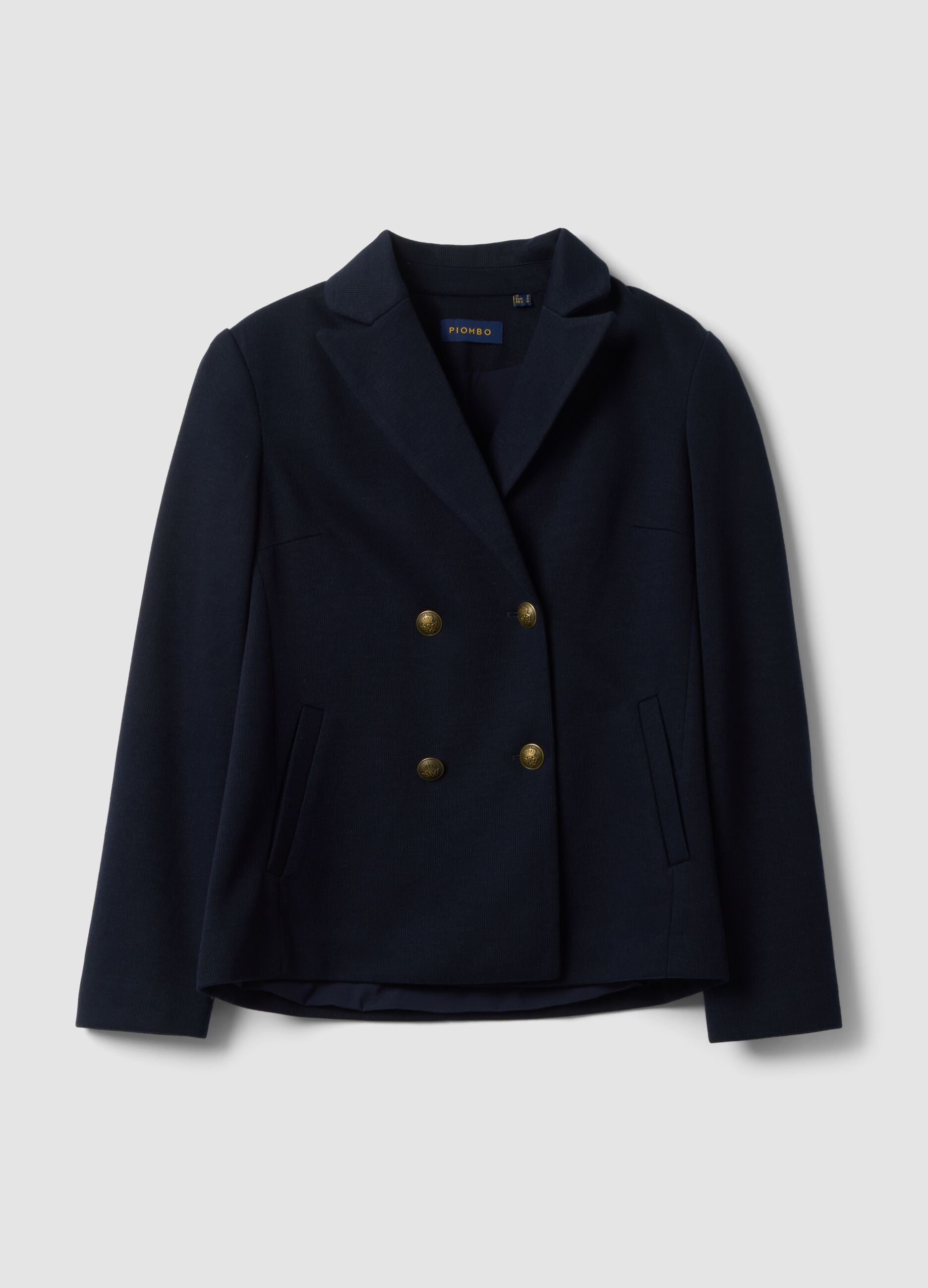 Navyblauer Regular-Fit Zweireiher-Blazer mit klassischem Revers