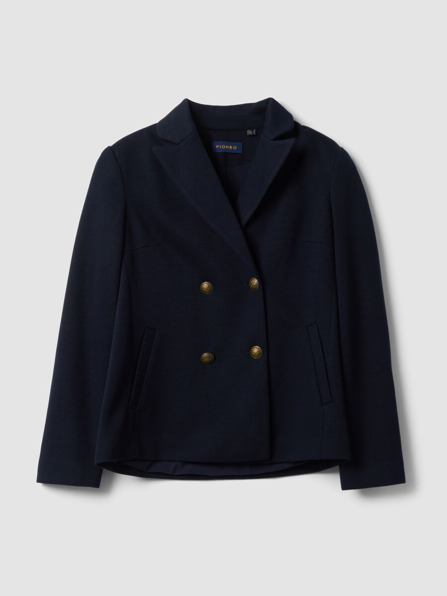 Navyblauer Regular-Fit Zweireiher-Blazer mit klassischem Revers_4