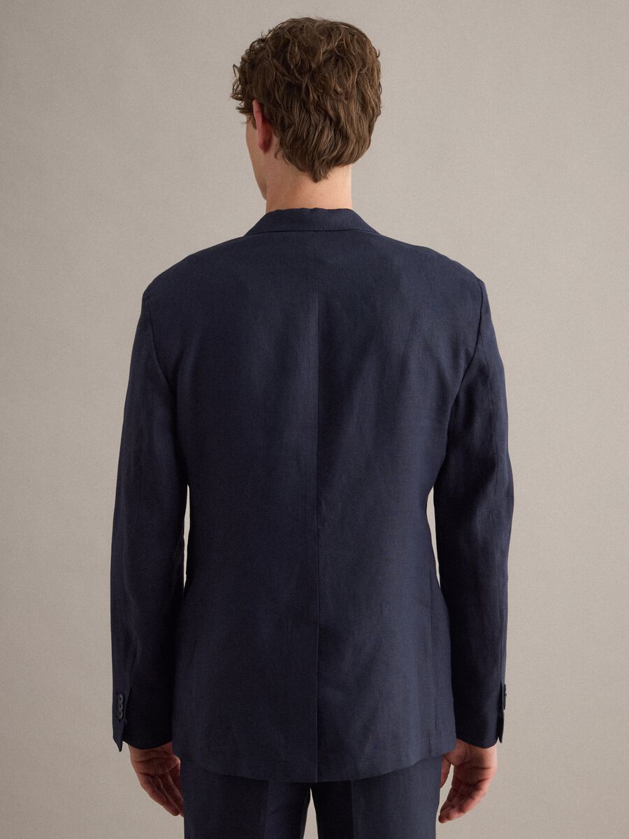 Blazer azul de linho puro corte regular_2