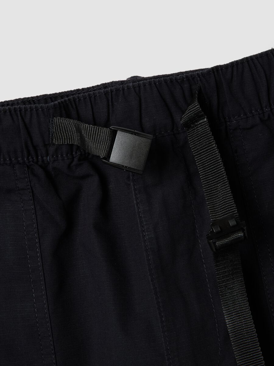 Blue pure cotton baggy-fit shorts with elasticated waistband_1