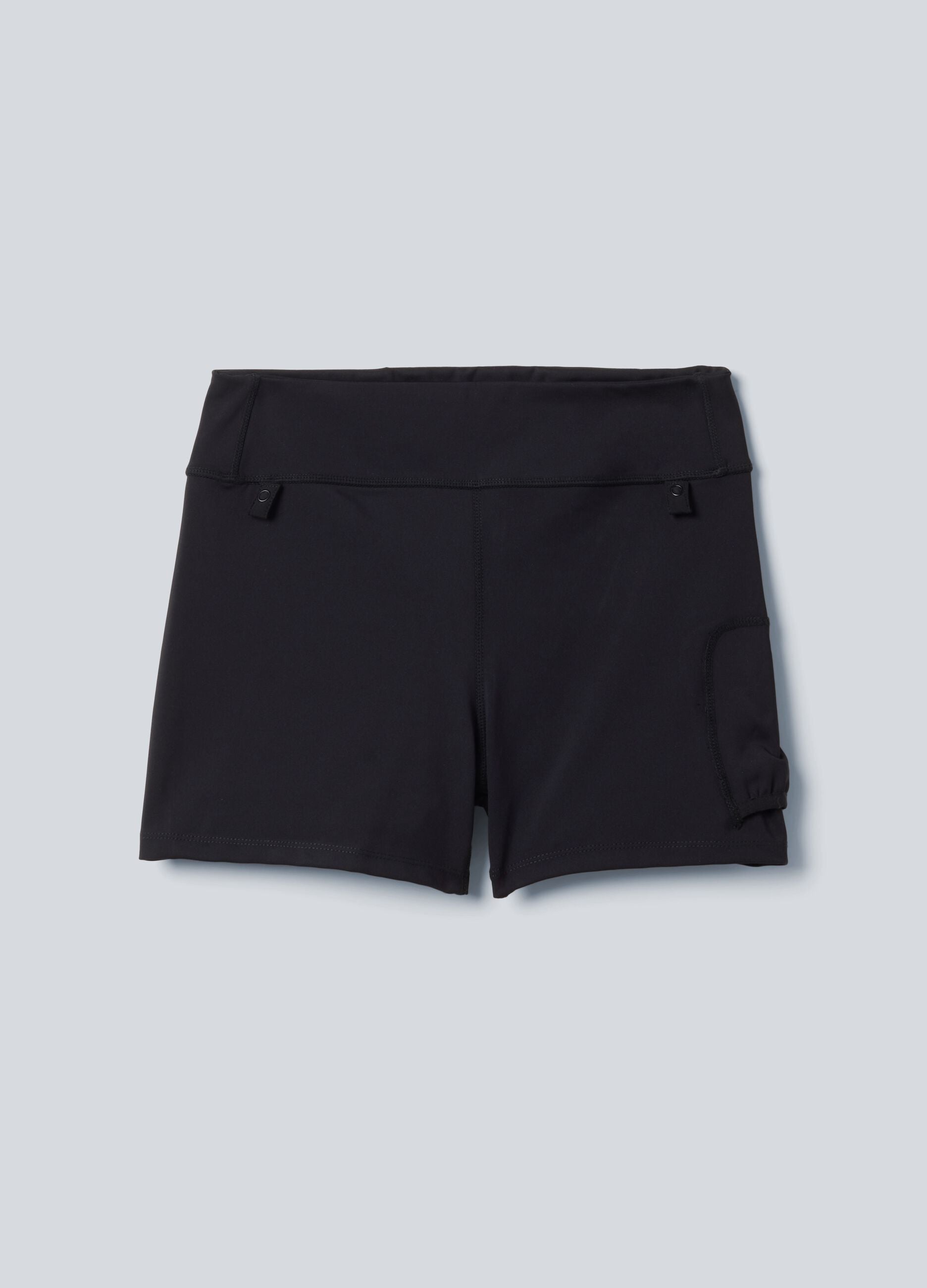 Schwarze plissierte Sportshorts ALTAVIA COURT aus Stretchmaterial mit herausnehmbarer Innenhose