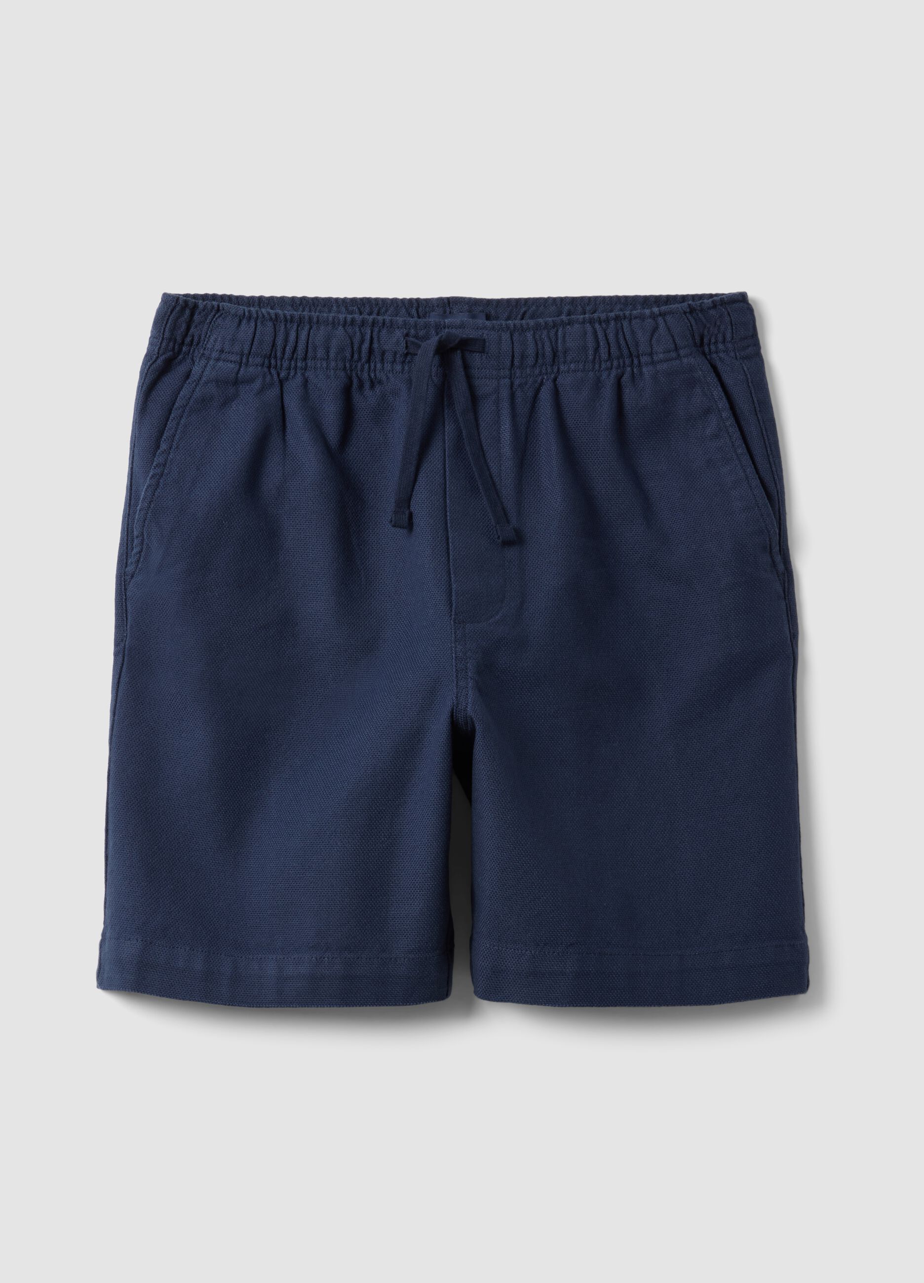 Blue chino shorts in pure cotton with elasticated waist