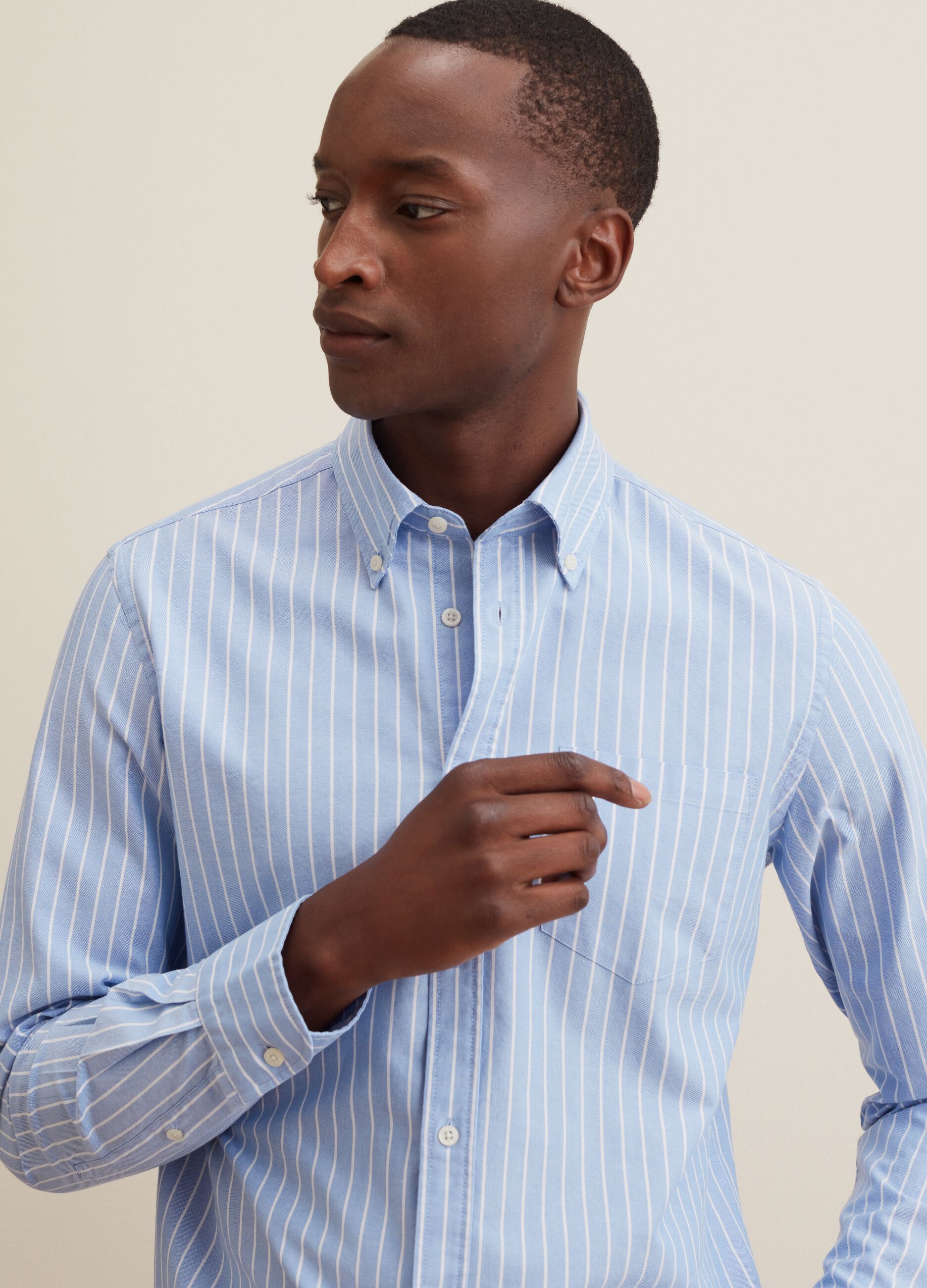 Striped Oxford cotton shirt with pocket_3