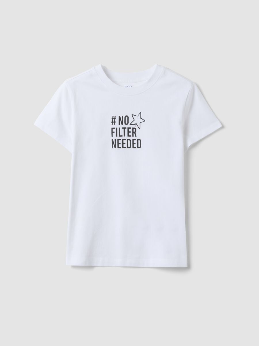 Wei&szlig;es T-Shirt aus reiner Bio-Baumwolle mit Print f&uuml;r M&auml;dchen_0