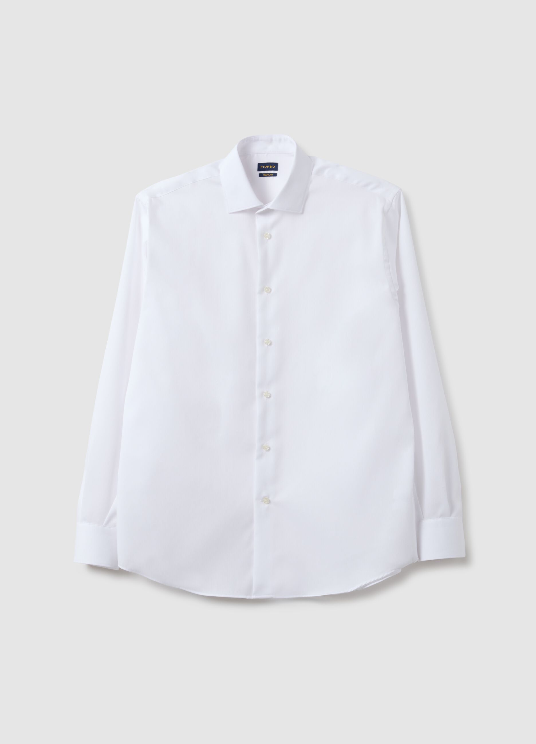 Camisa blanca de algod&oacute;n puro corte regular