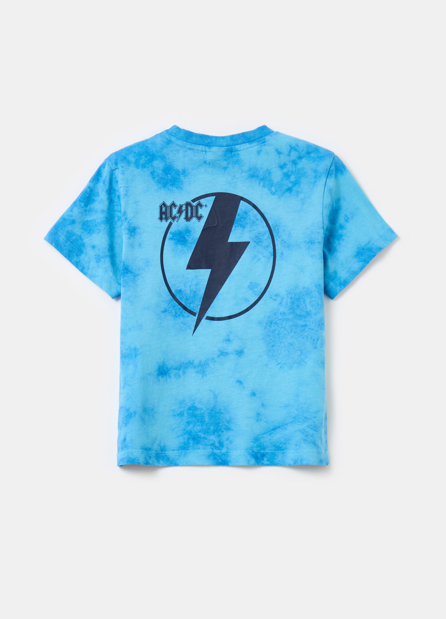 Tie-dye T-shirt with AC/DC print